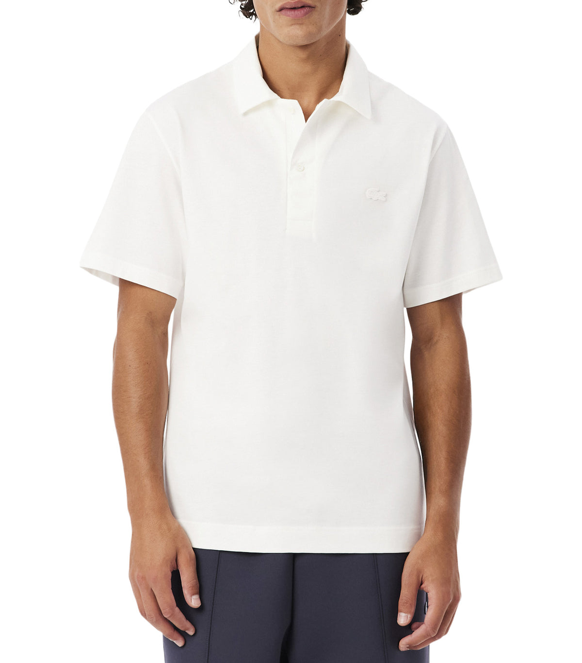 Paris Classic Fit Open Neck Embroidered Polo Shirt Flour