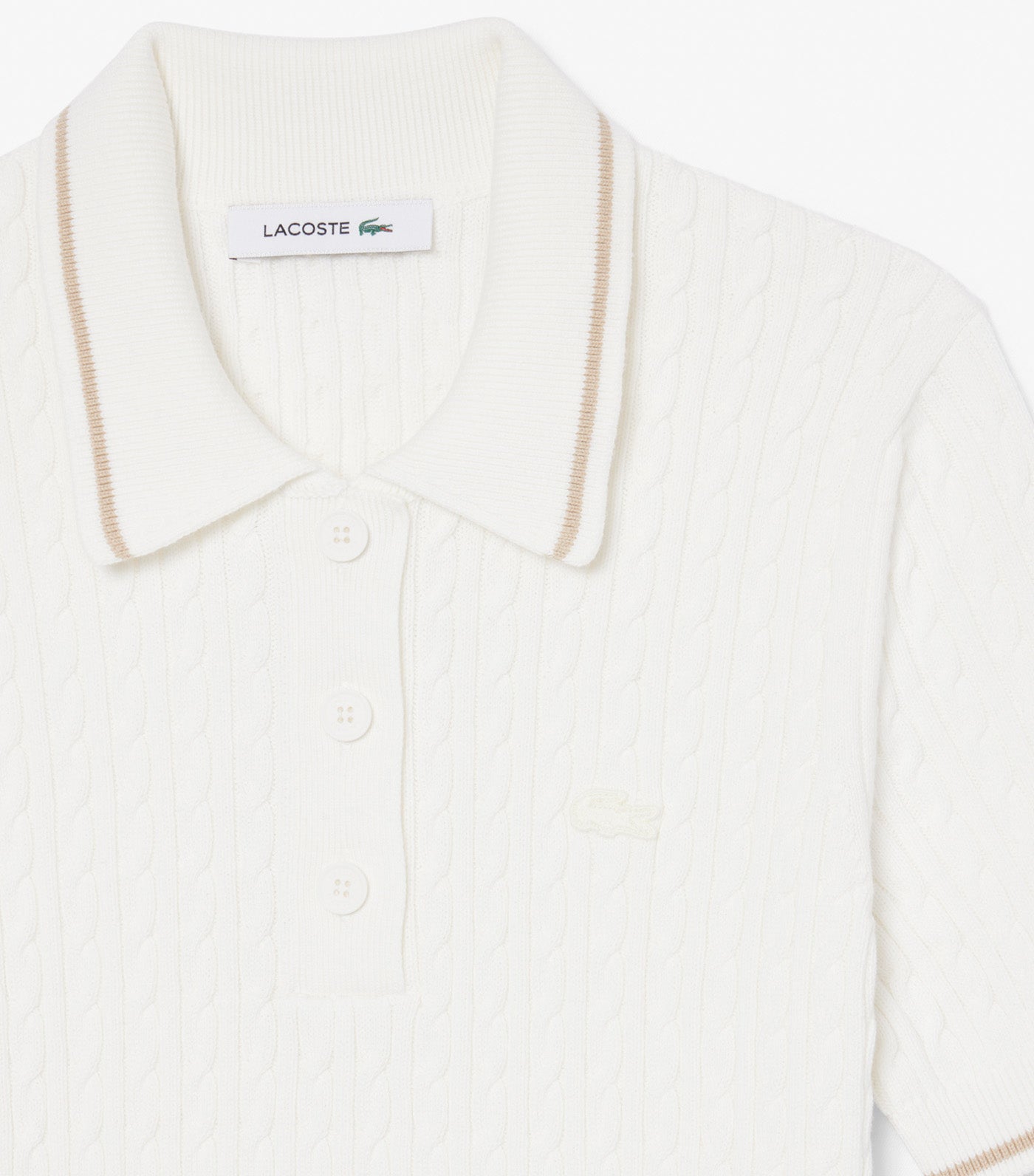 Striped Cable Knit Polo Collar Sweater