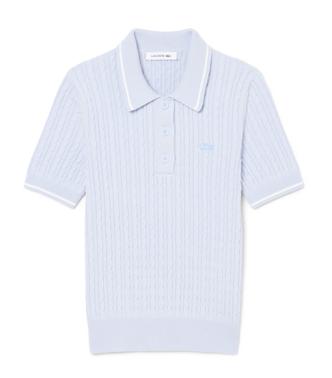 Striped Cable Knit Polo Collar Sweater