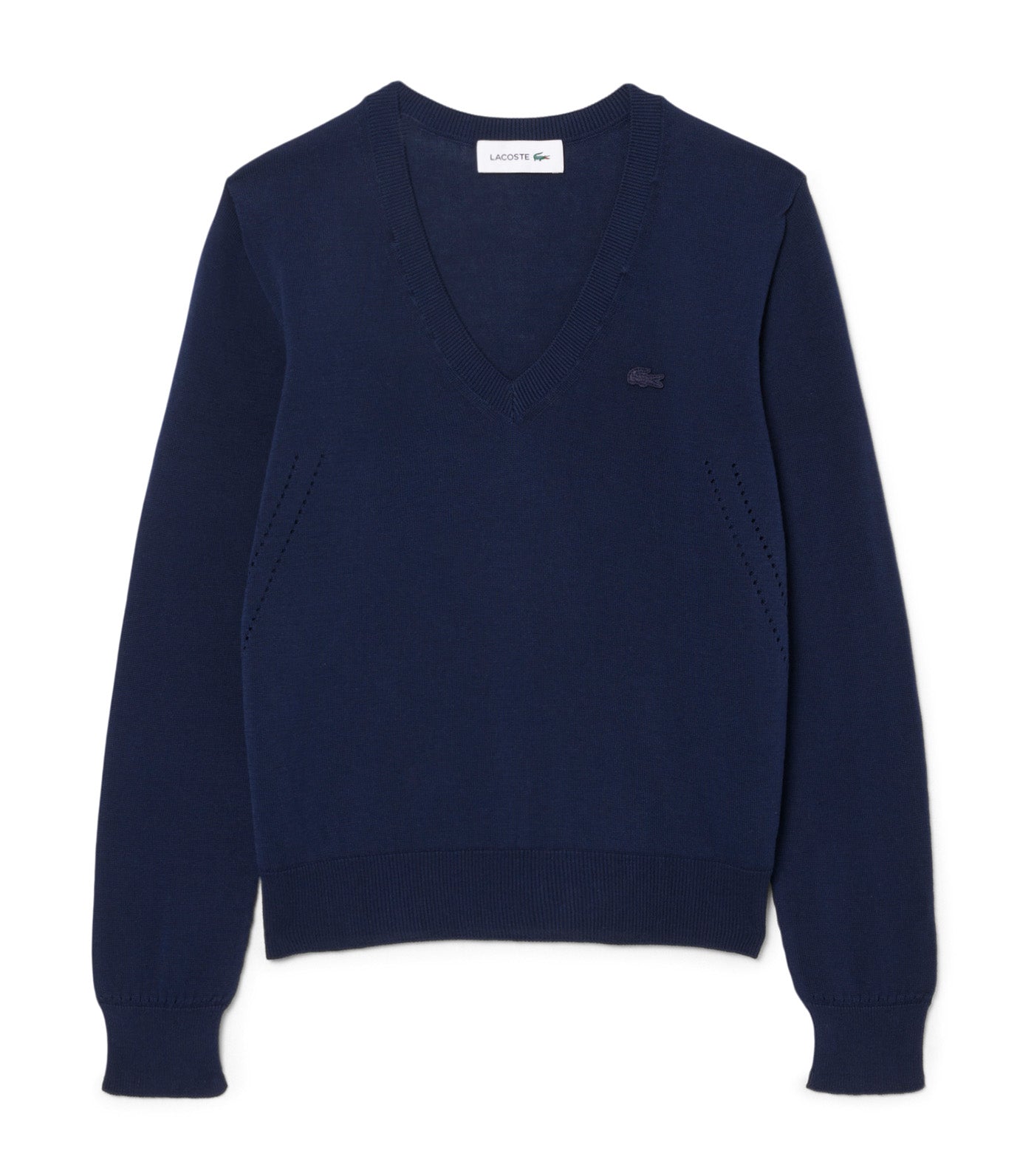 Lacoste Seamless Knit V Neck Sweater Navy Blue