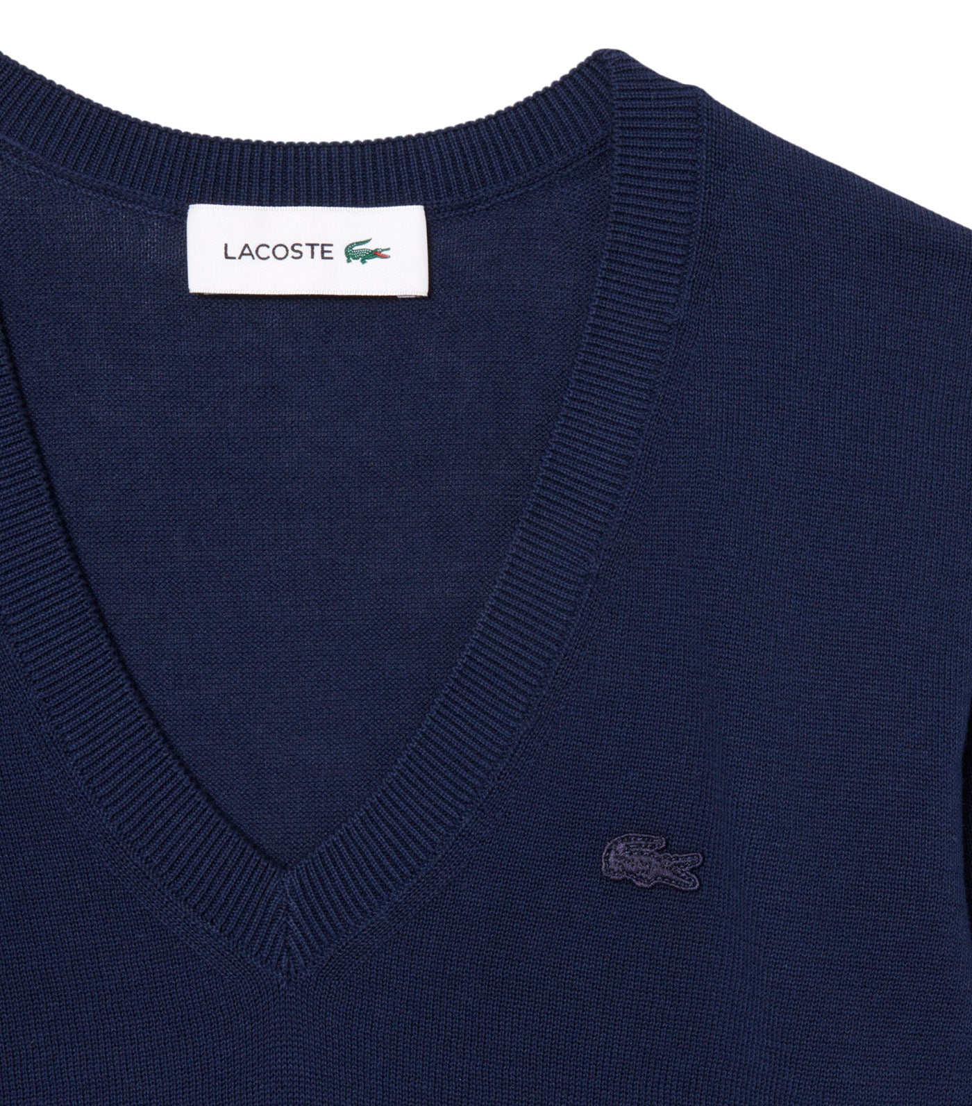 Lacoste Seamless Knit V Neck Sweater Navy Blue