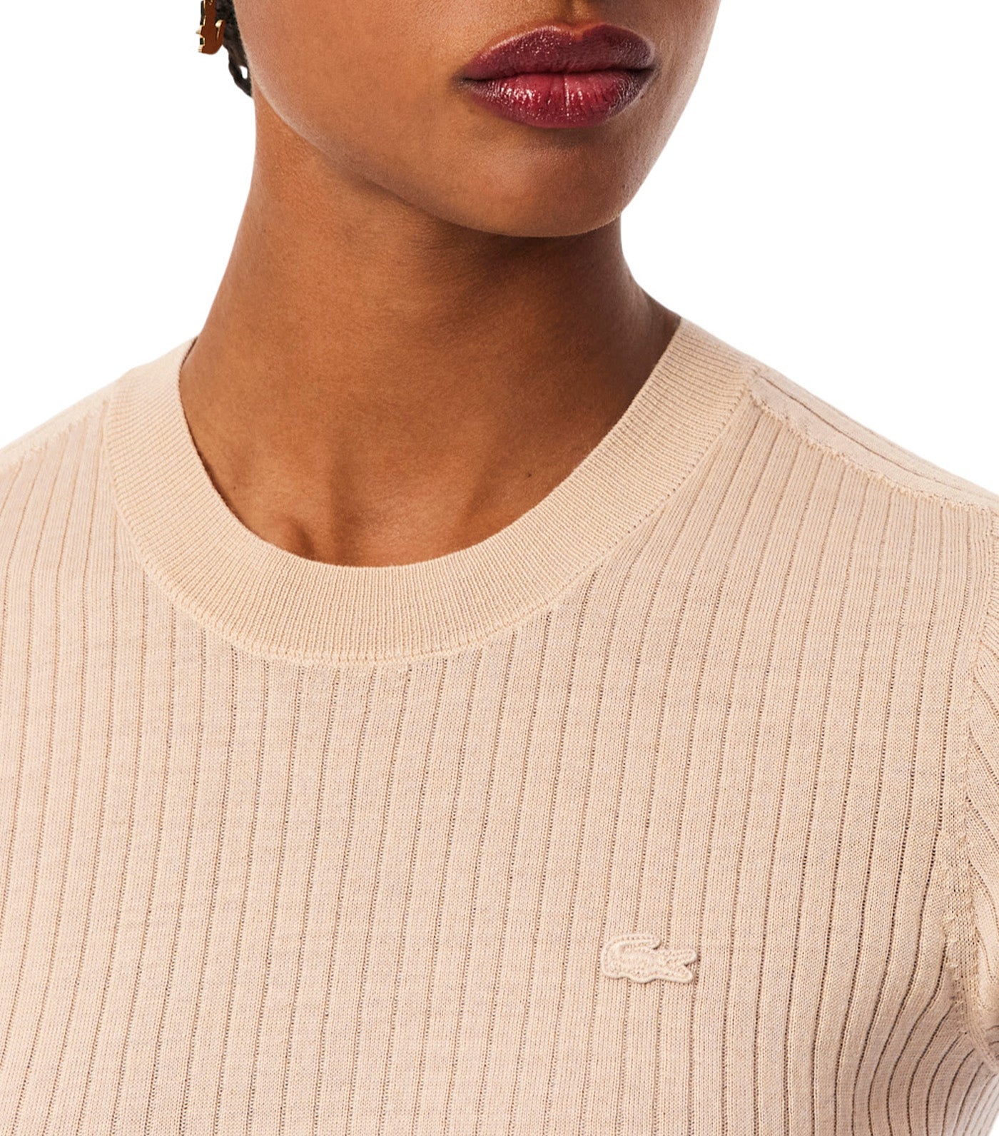 Short Sleeved Merino Wool Rib Knit Sweater
