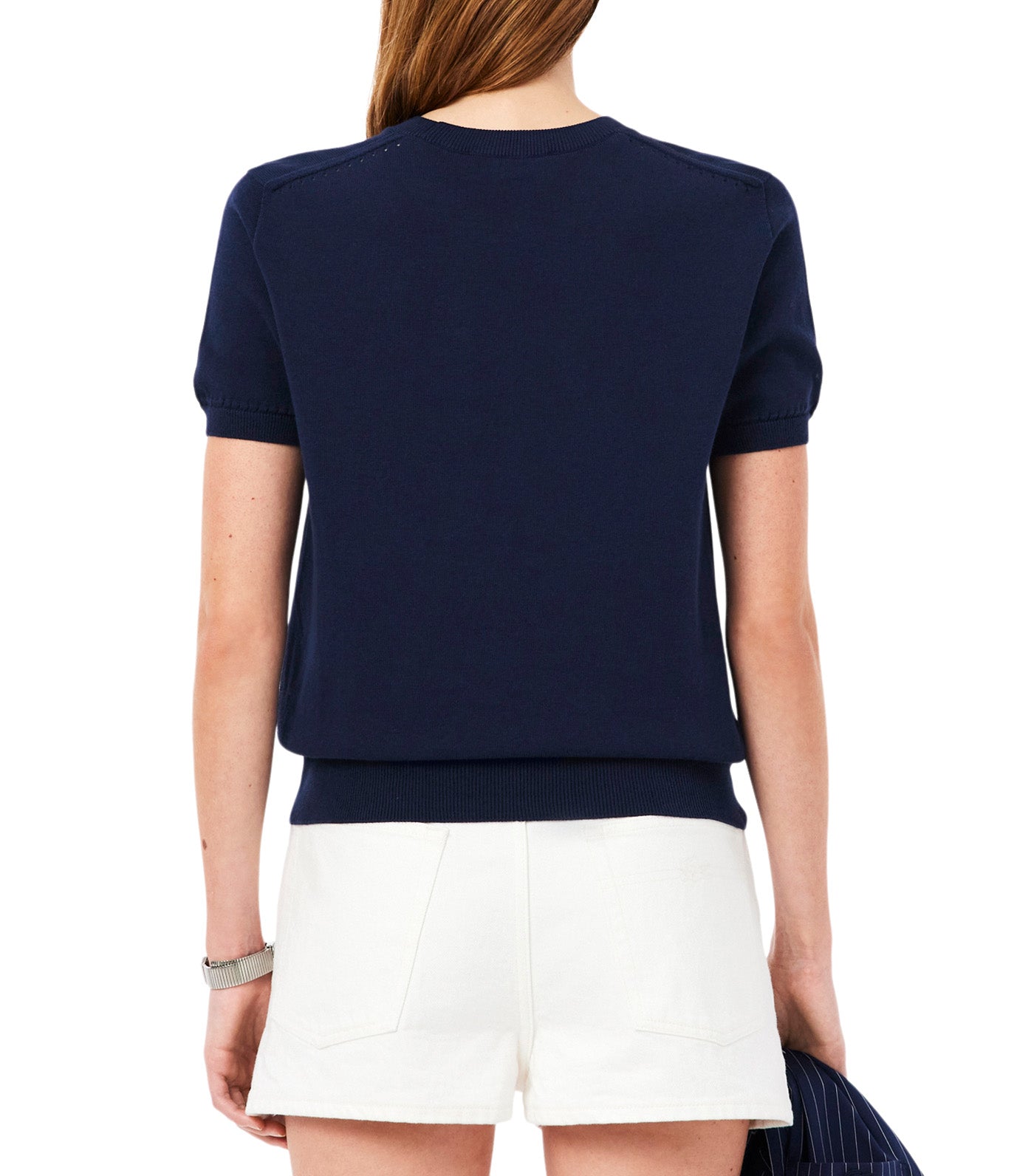 Lacoste Short Sleeved 3D Knit Sweater Navy Blue