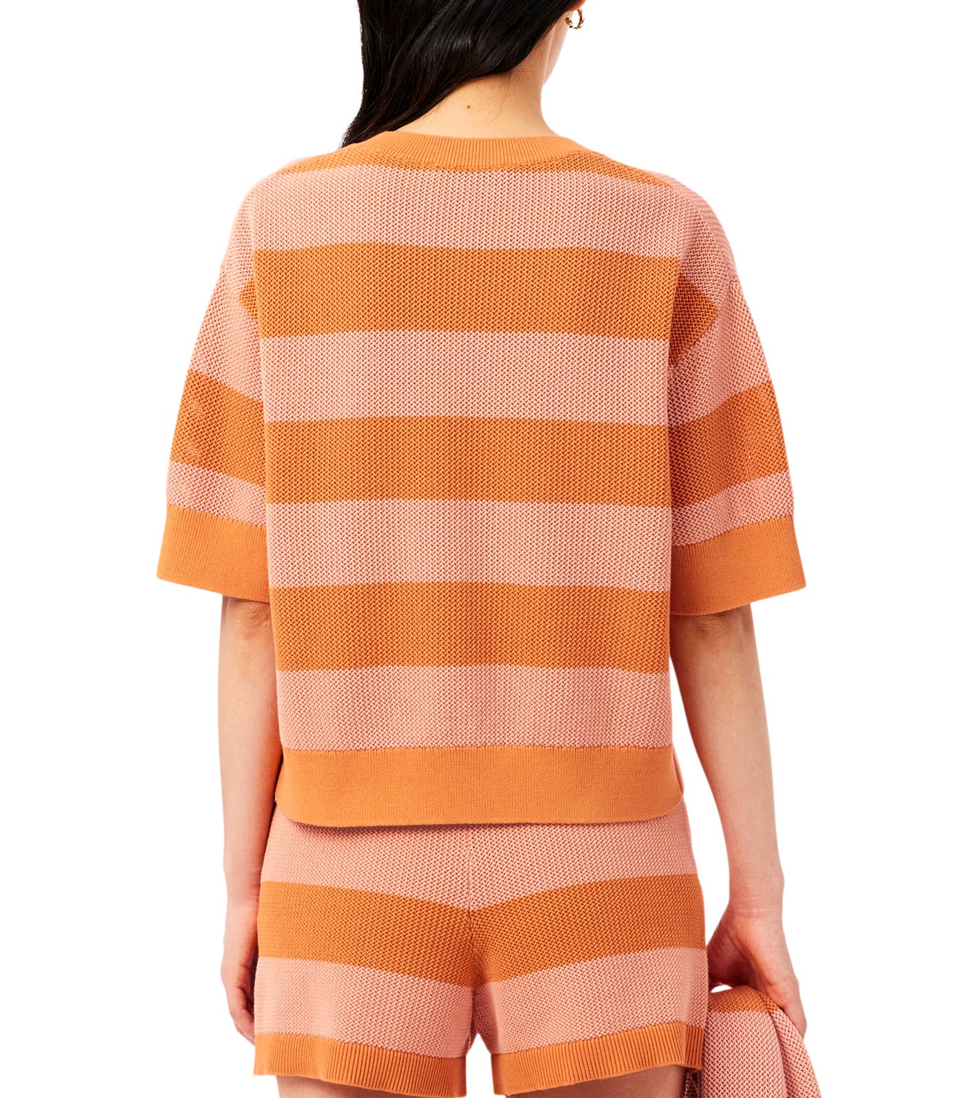 Striped Mesh Knit T-Shirt