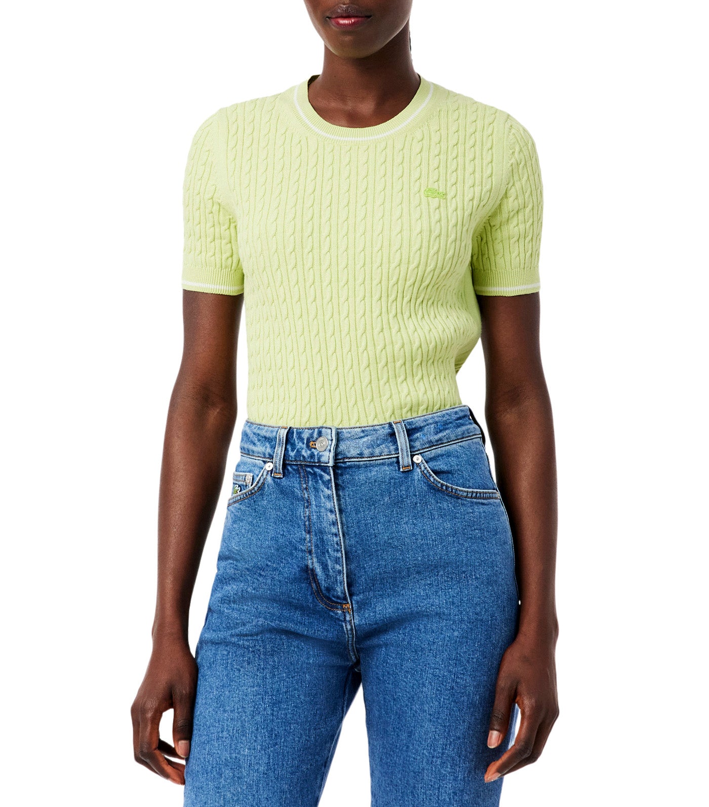 Short Sleeved Cable Knit Sweater