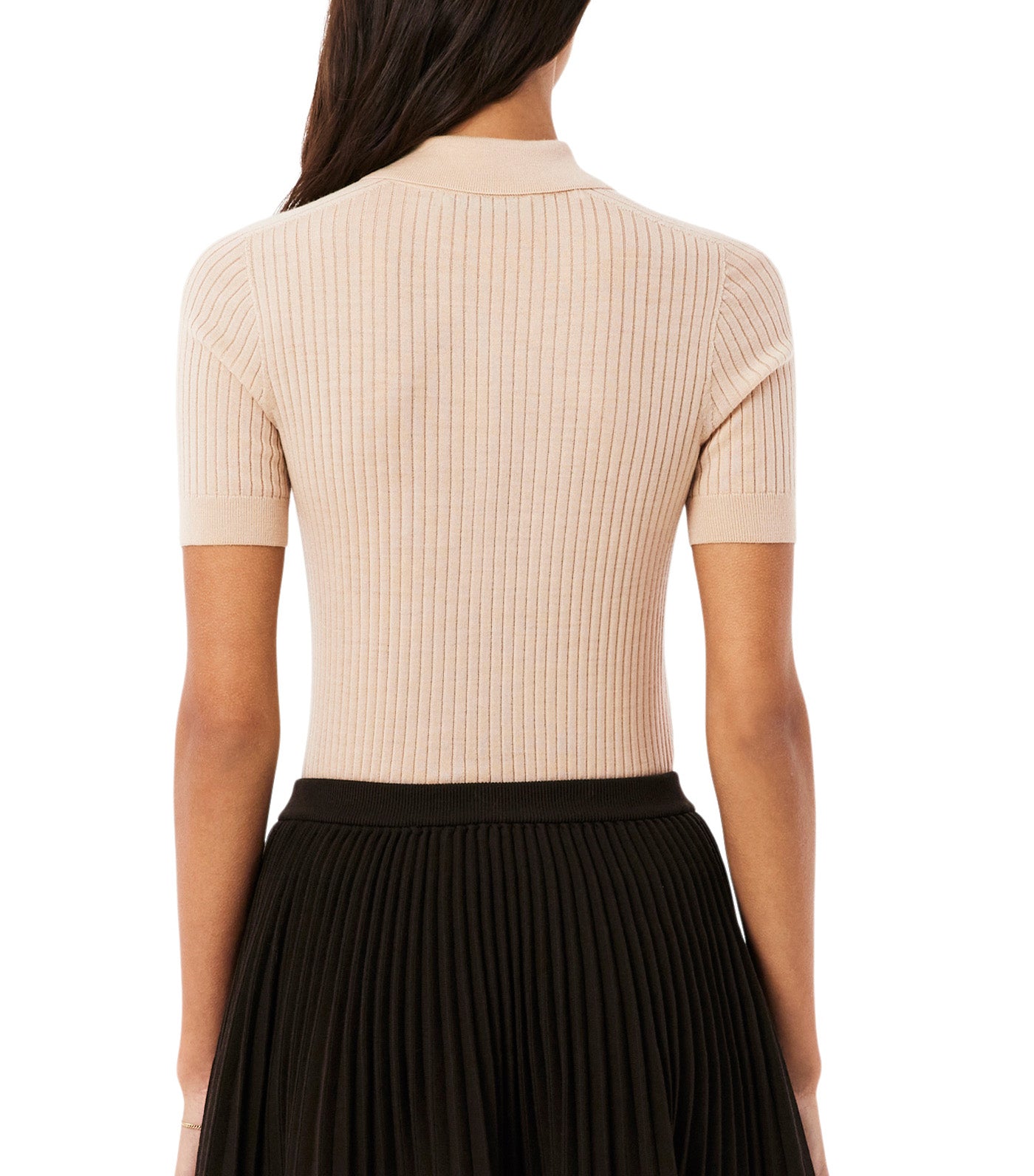 3D Rib Knit Polo Collar Merino Wool Sweater Lionne