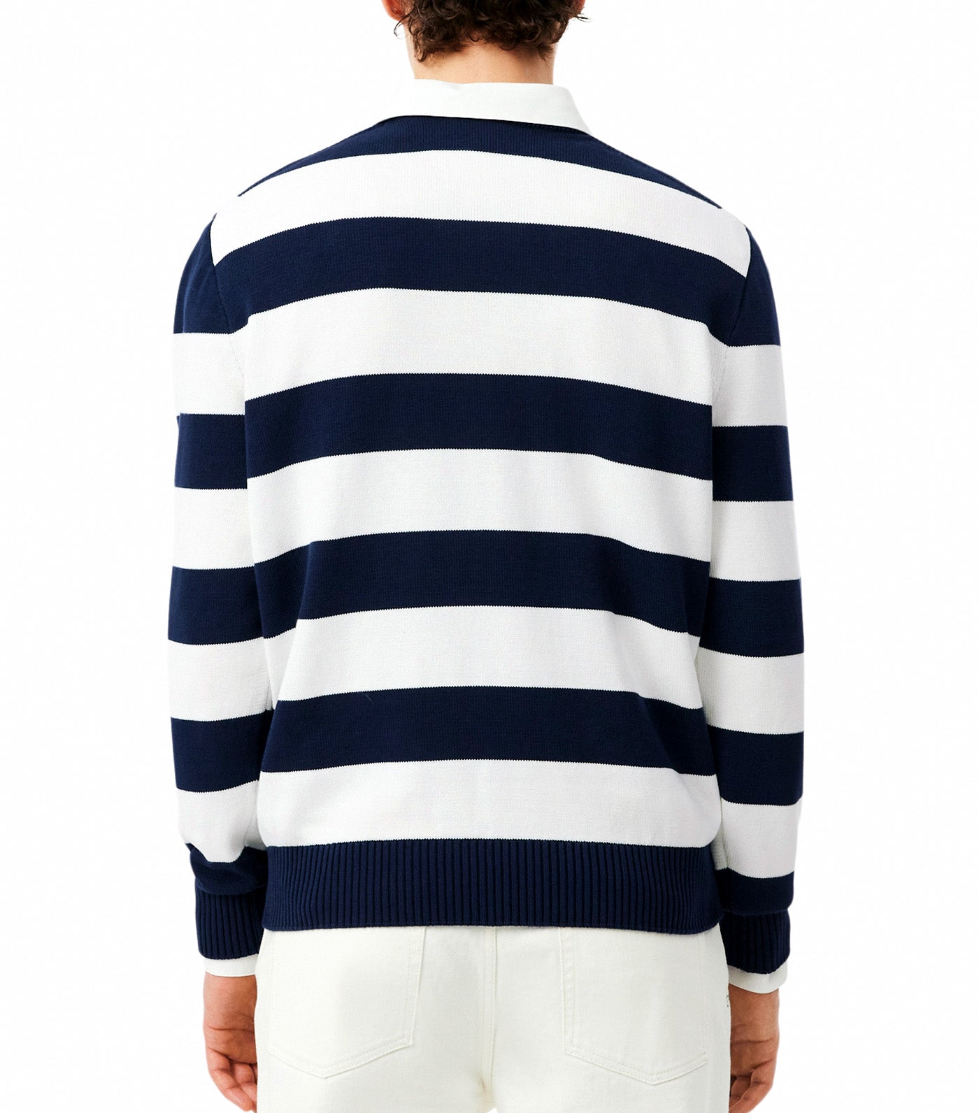 Striped Cotton Crew Neck Sailor Sweater Navy Blue/Flour