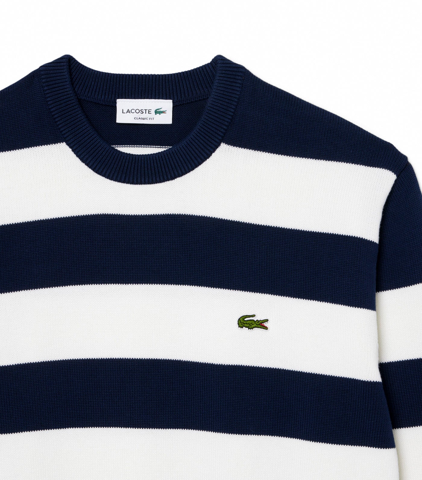 Striped Cotton Crew Neck Sailor Sweater Navy Blue/Flour