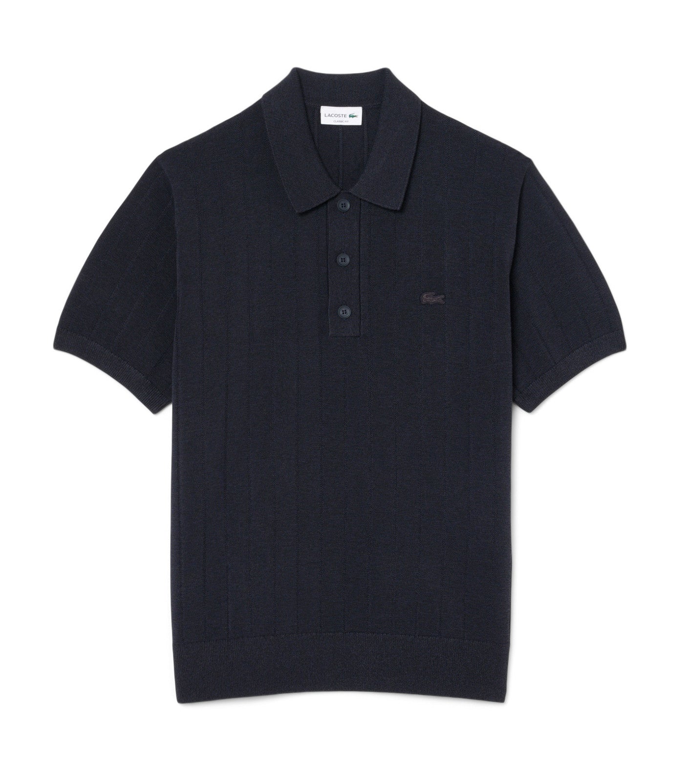 Lacoste Fluid Ribbed Knit Polo Collar Sweater Blackbird