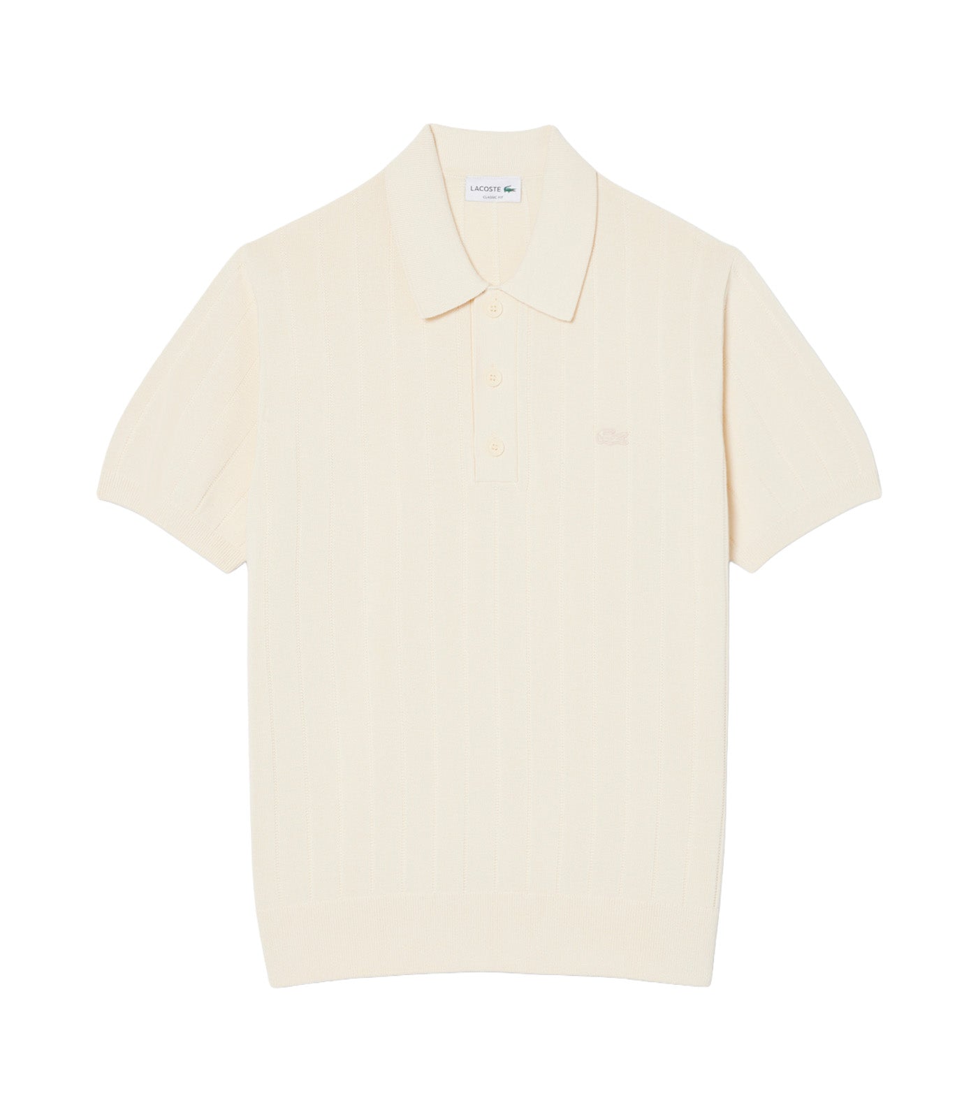 Lacoste Fluid Ribbed Knit Polo Collar Sweater Naturel Clair