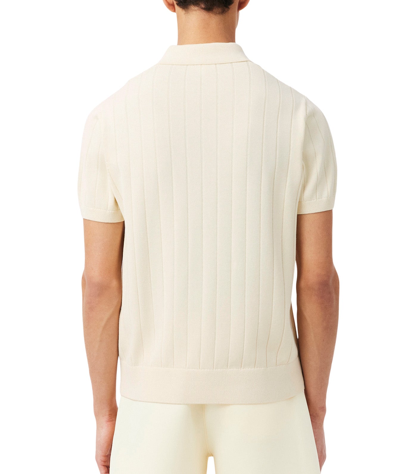 Lacoste Fluid Ribbed Knit Polo Collar Sweater Naturel Clair