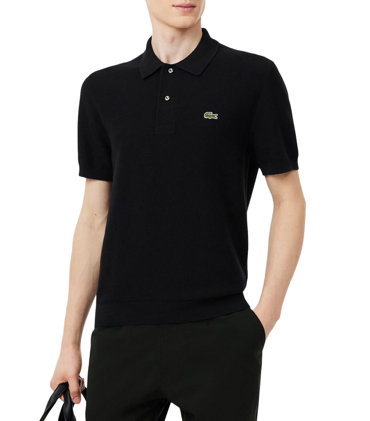 Classic Fit Knitted Polo Shirt Black