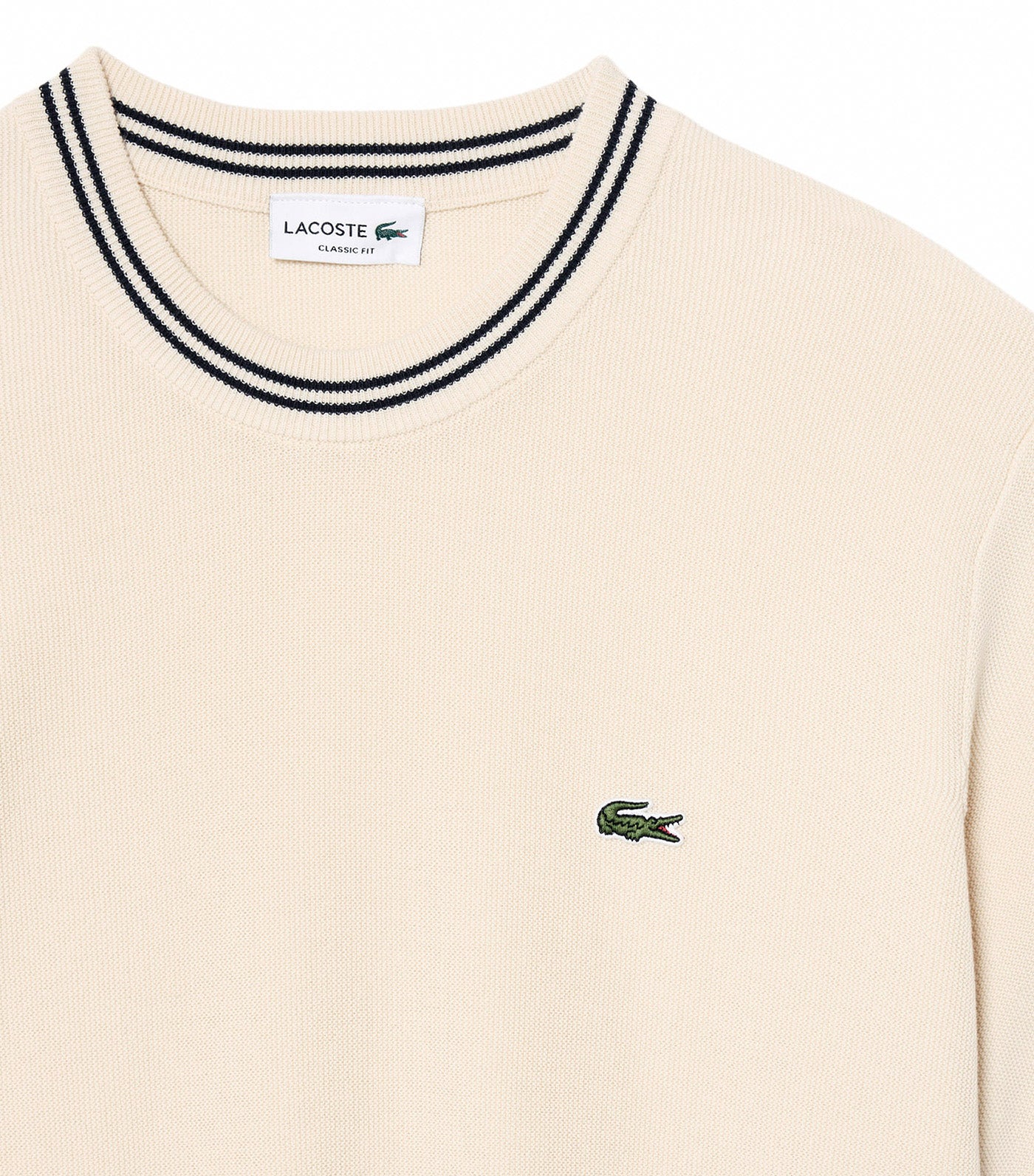 Classic Fit Stripe Detail Knit T-Shirt Naturel Clair/Blackbird