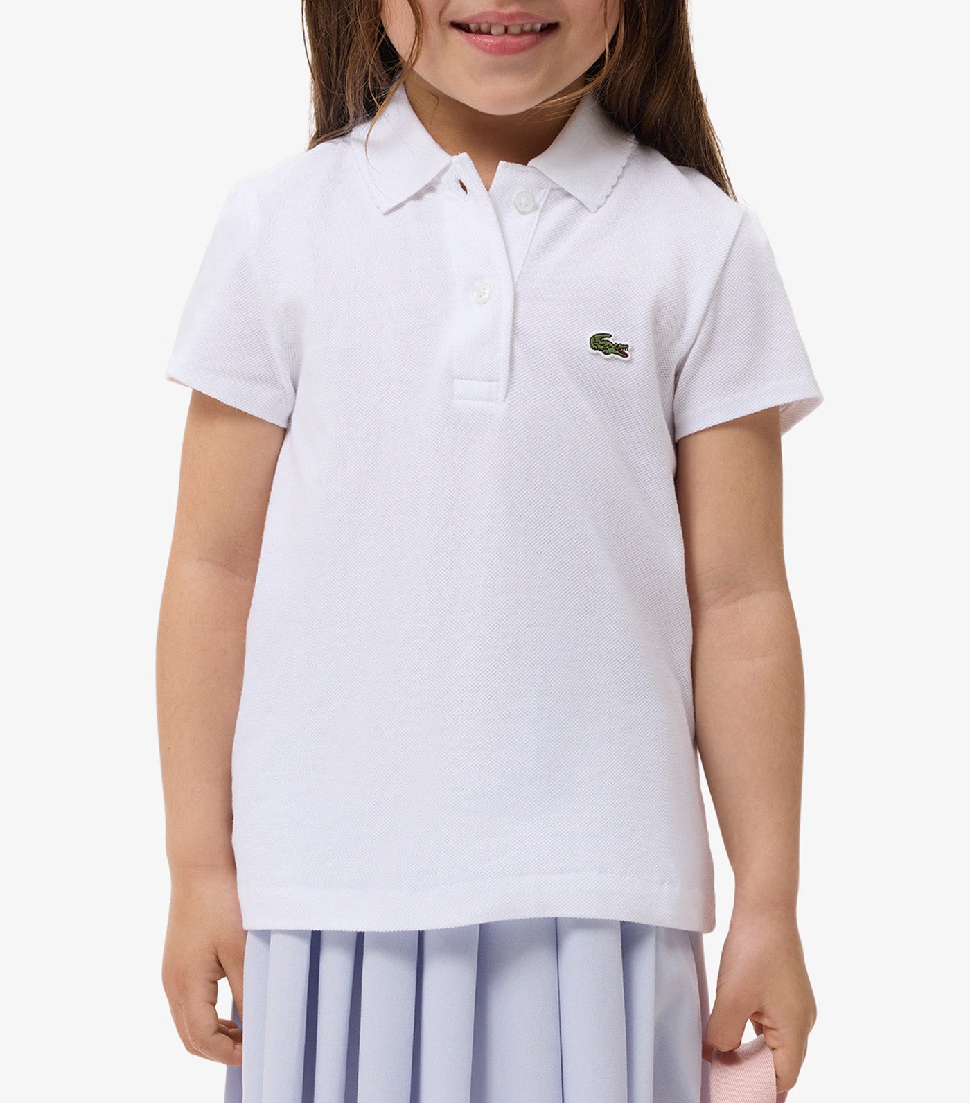 Scalloped Collar Piqué Polo Shirt