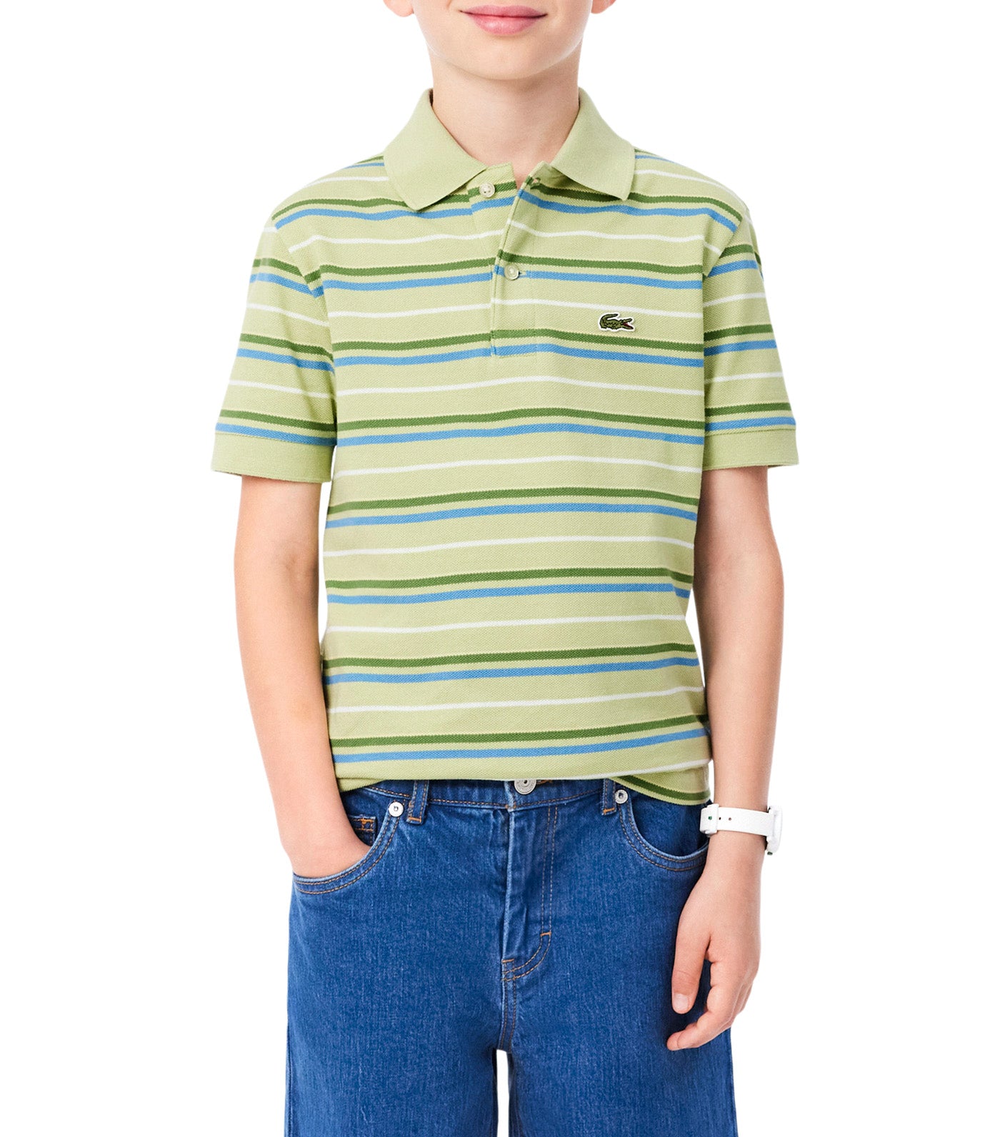 Contrast Stripe Petit Piqué Polo Shirt