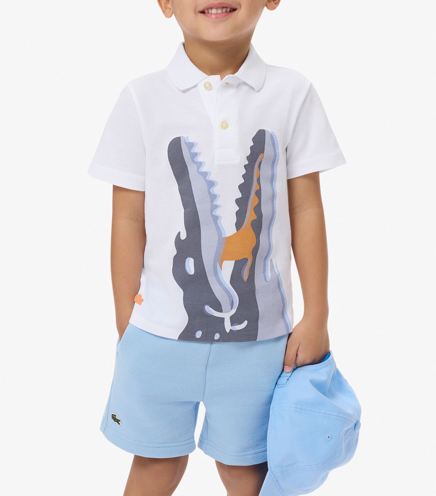 Printed Cotton Polo Shirt White