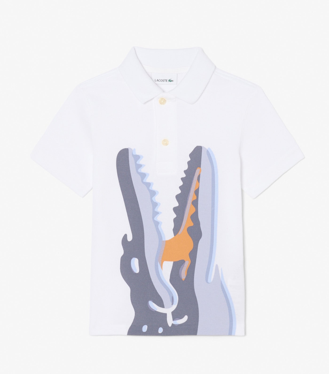 Printed Cotton Polo Shirt White