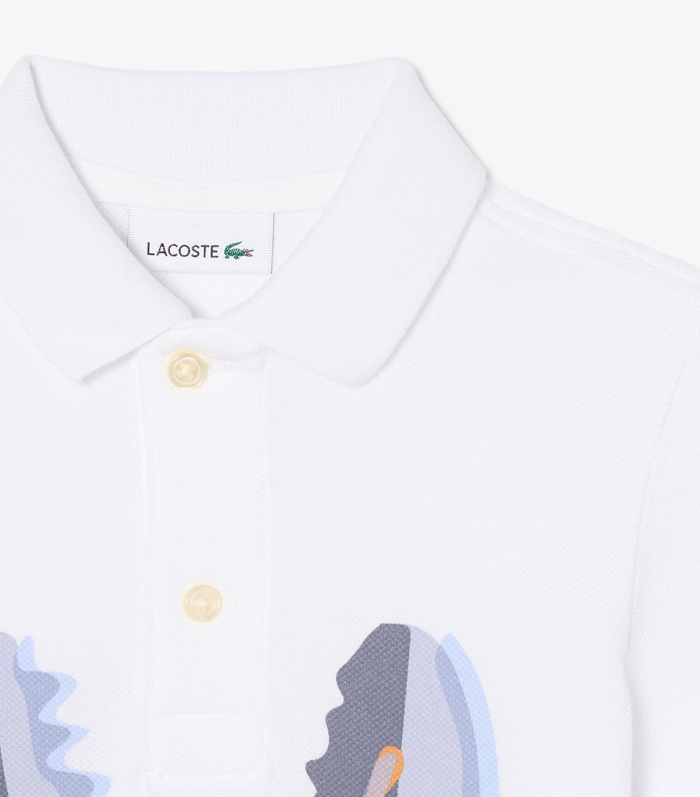 Printed Cotton Polo Shirt White