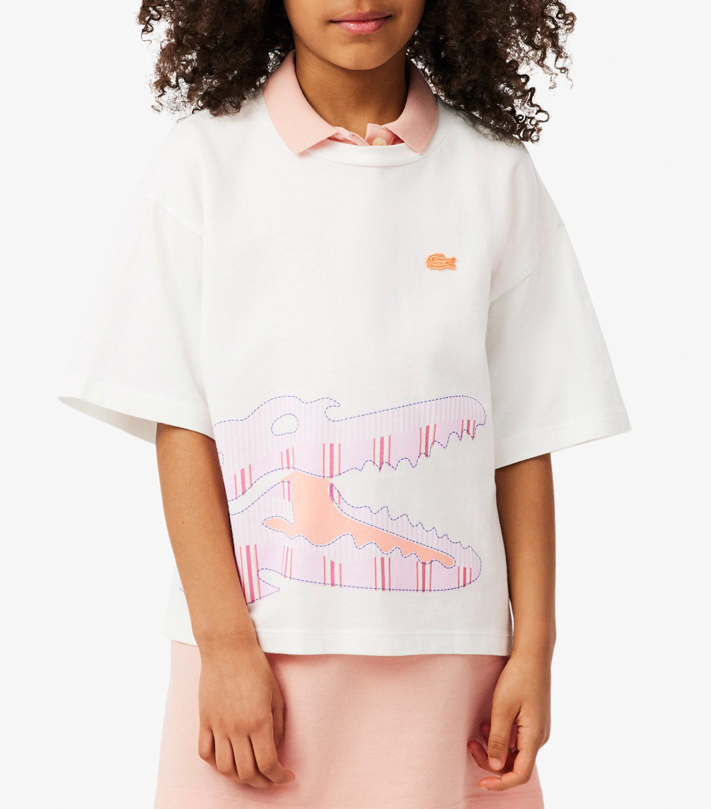 Crocodile Print Cotton T-Shirt Flour