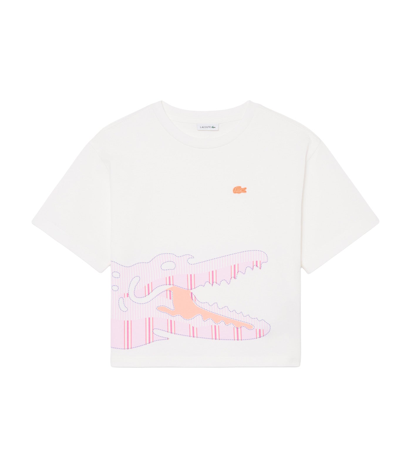 Crocodile Print Cotton T-Shirt Flour