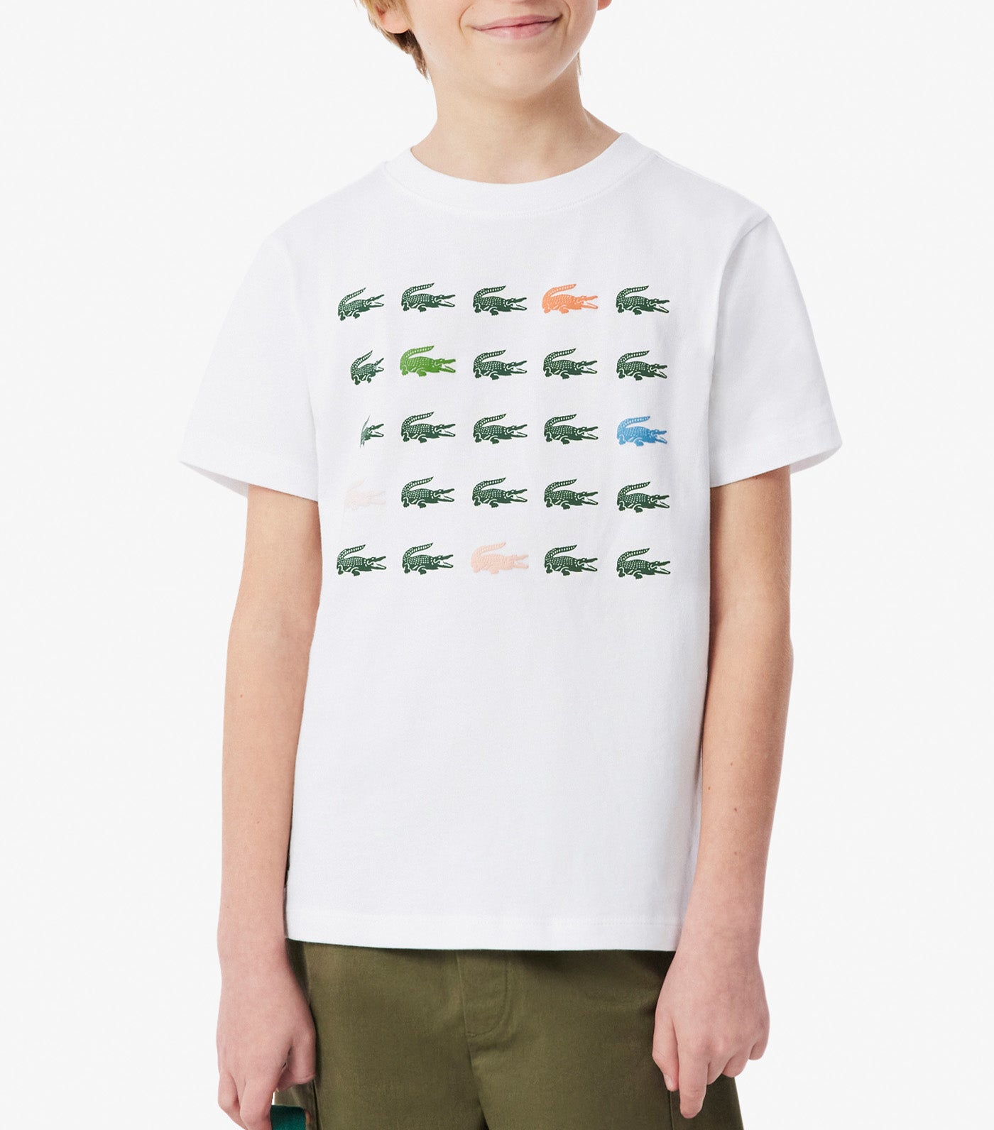Crocodile Print Cotton T-Shirt White