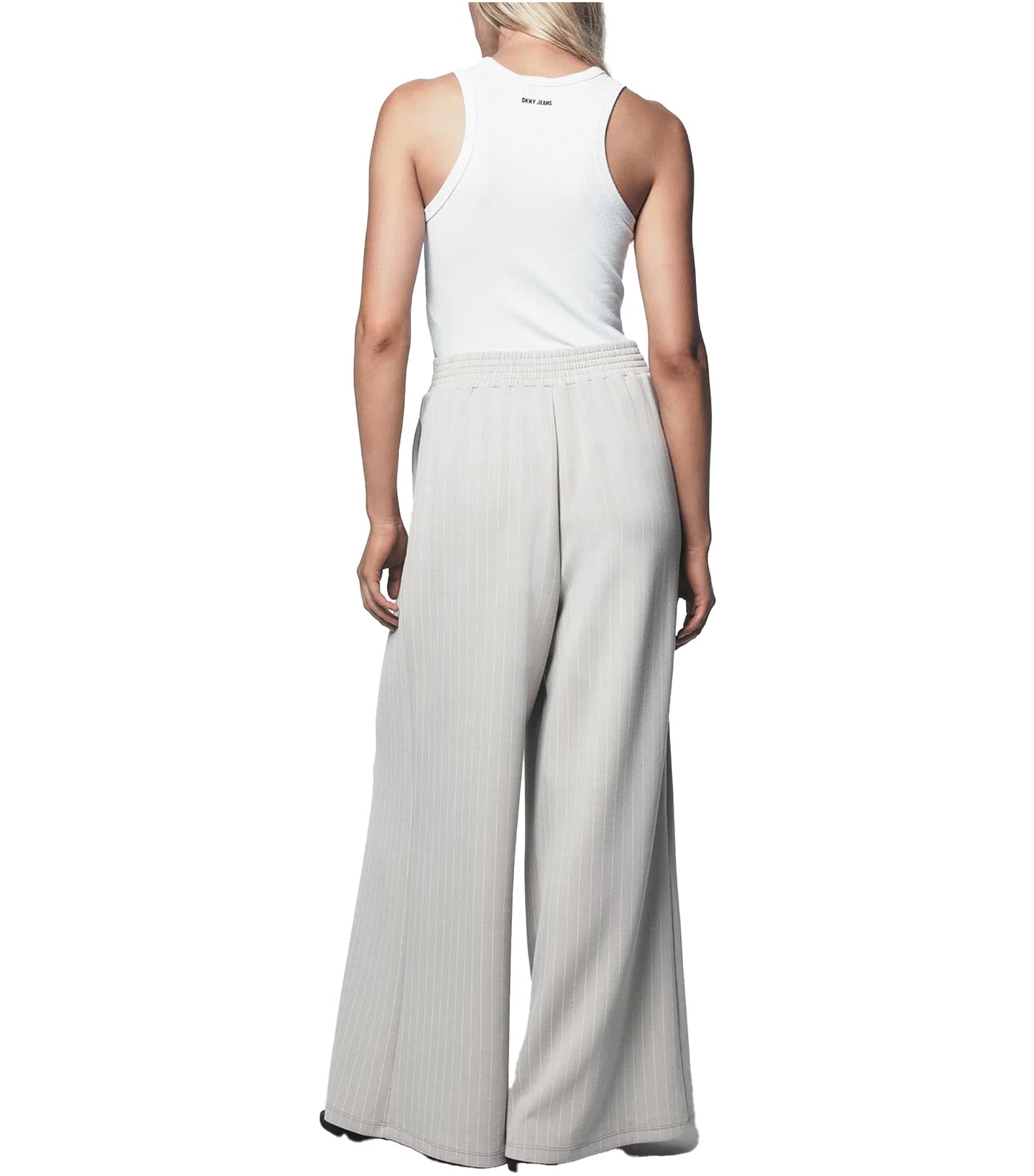 Straight Leg Pleated Pinstripe Cupro Pant Pebble Pin