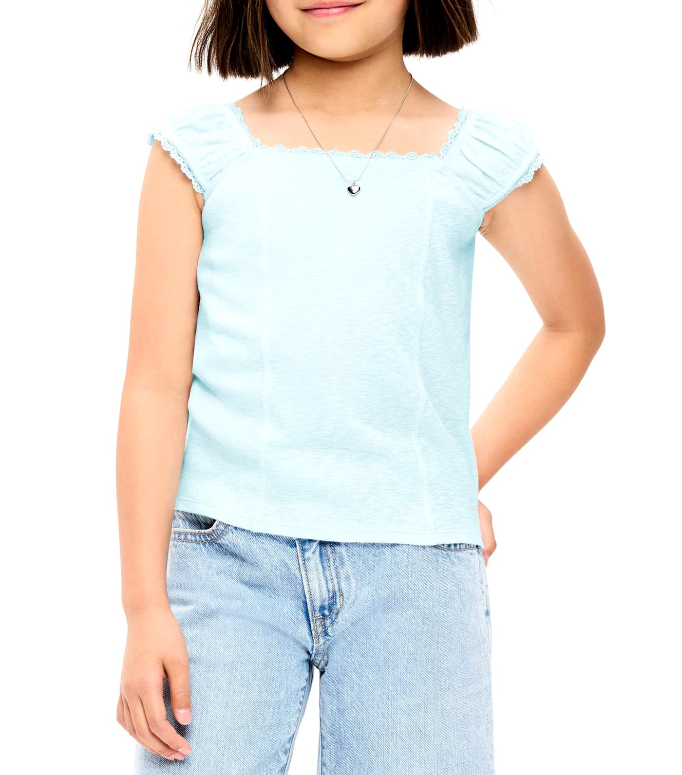 Short-Sleeve Ribbed Top for Girls