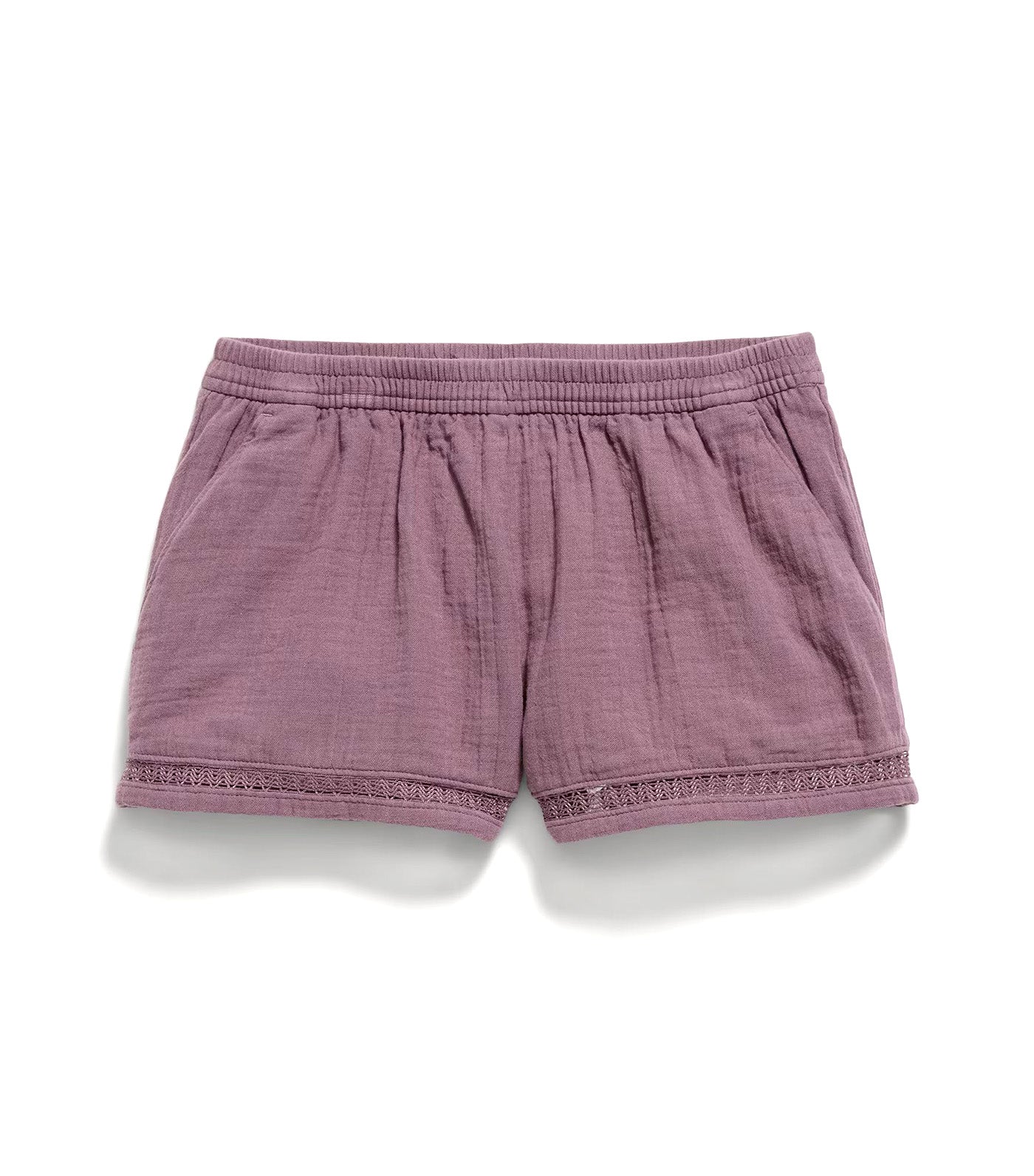 Double-Weave Crochet-Trim Shorts for Girls