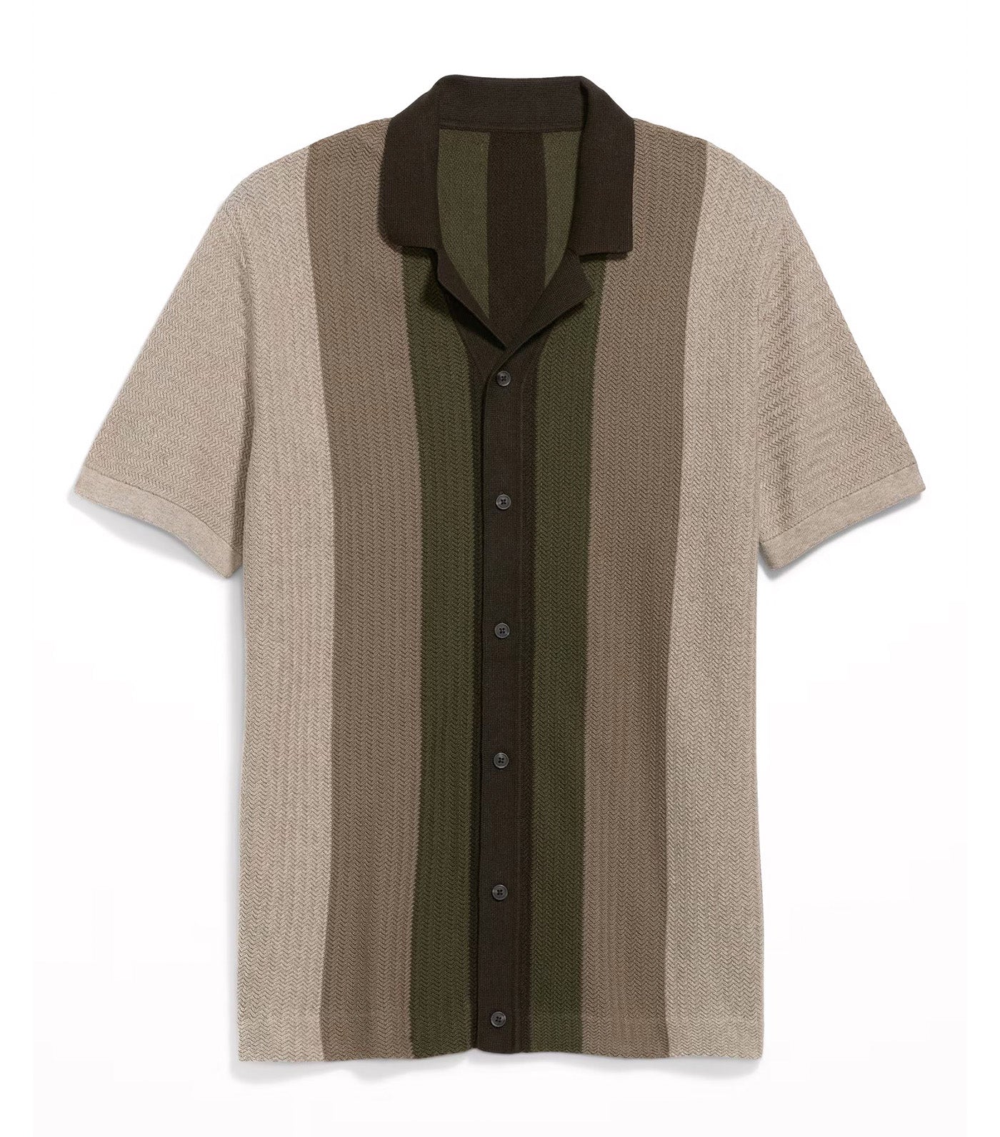 Old Navy Short-Sleeve Striped Camp Sweater Shirt Neutral