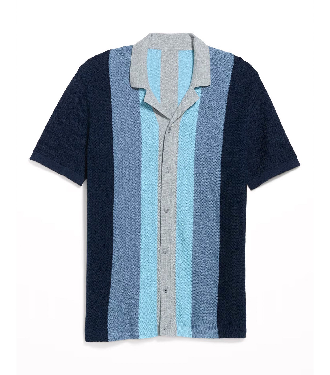 Old Navy Short-Sleeve Striped Camp Sweater Shirt In The Navy