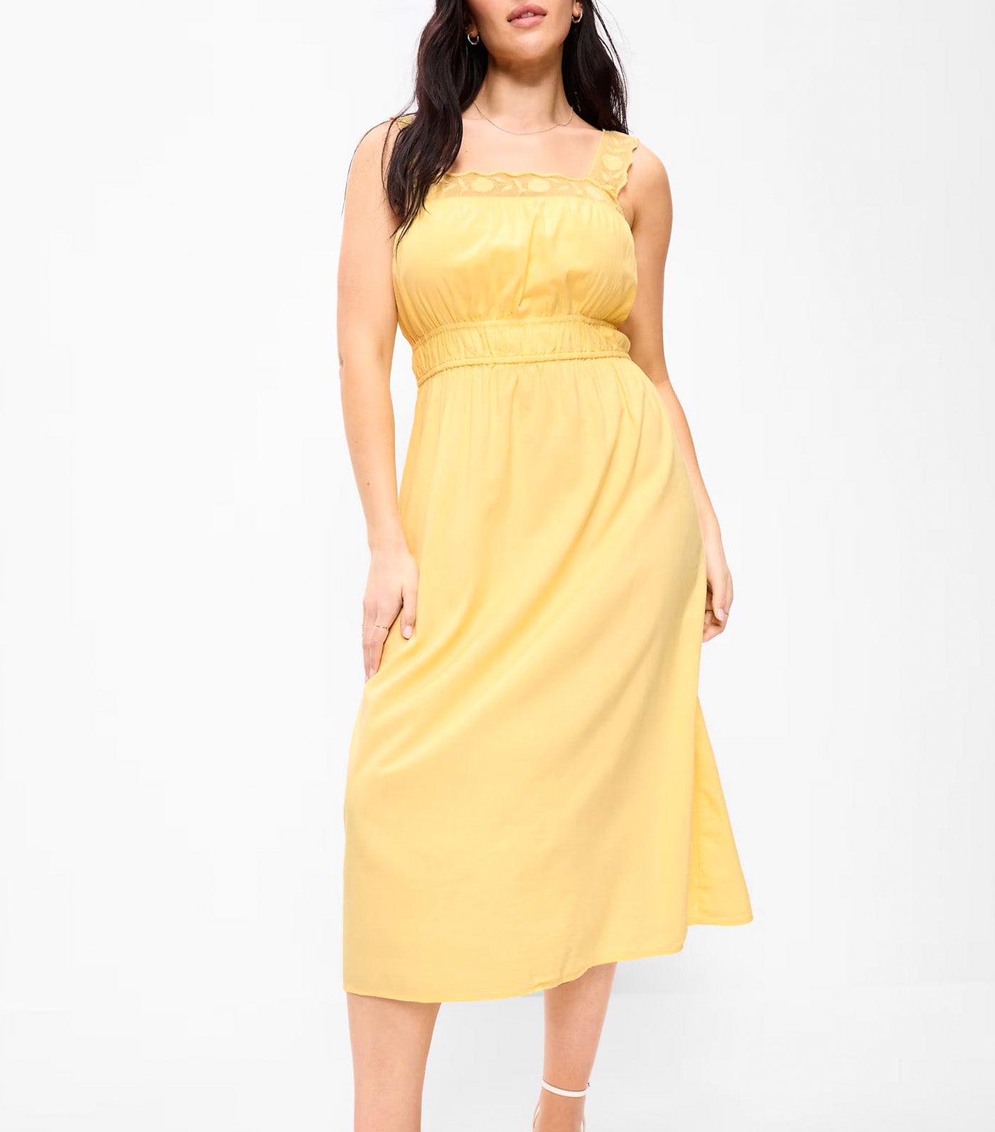 Fit & Flare Smocked-Waist Midi Dress