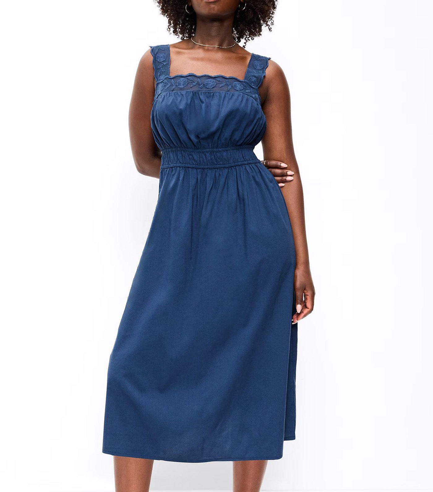 Fit & Flare Smocked-Waist Midi Dress