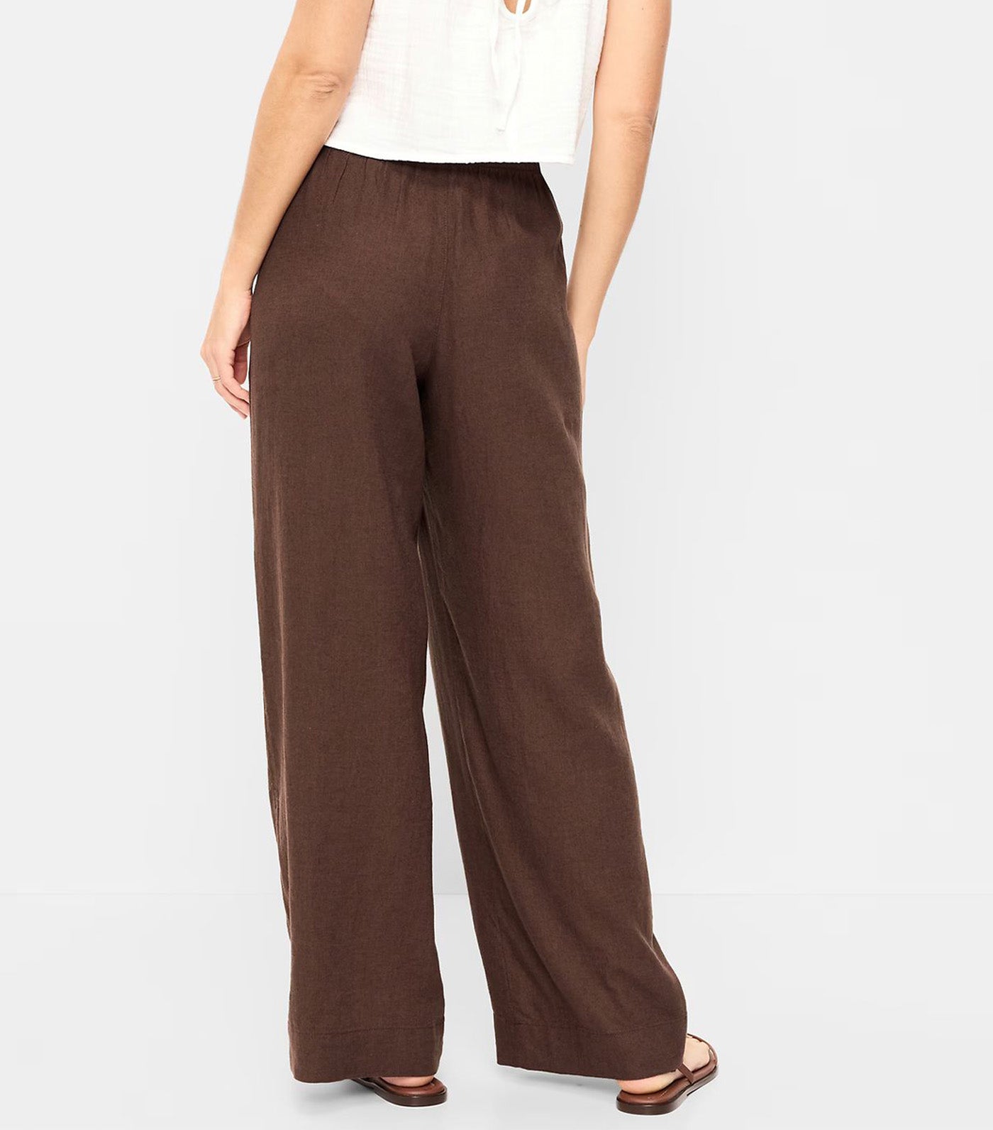 High-Waisted Linen-Blend Super Wide-Leg Pants Peppercorn