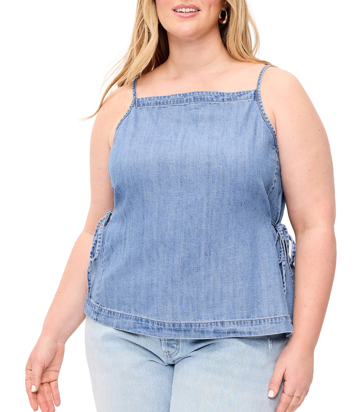 Side-Tie Tank Top Medium Wash