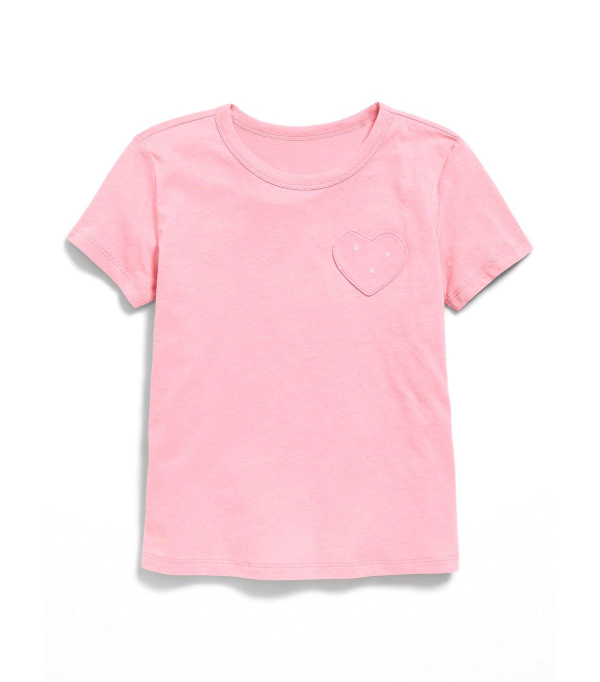Softest Short-Sleeve Heart-Pocket T-Shirt for Girls Pressed Flower