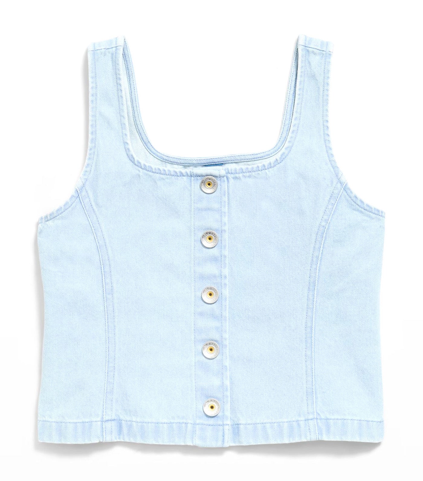 Button-Front Denim Tank Top for Girls Light Wash