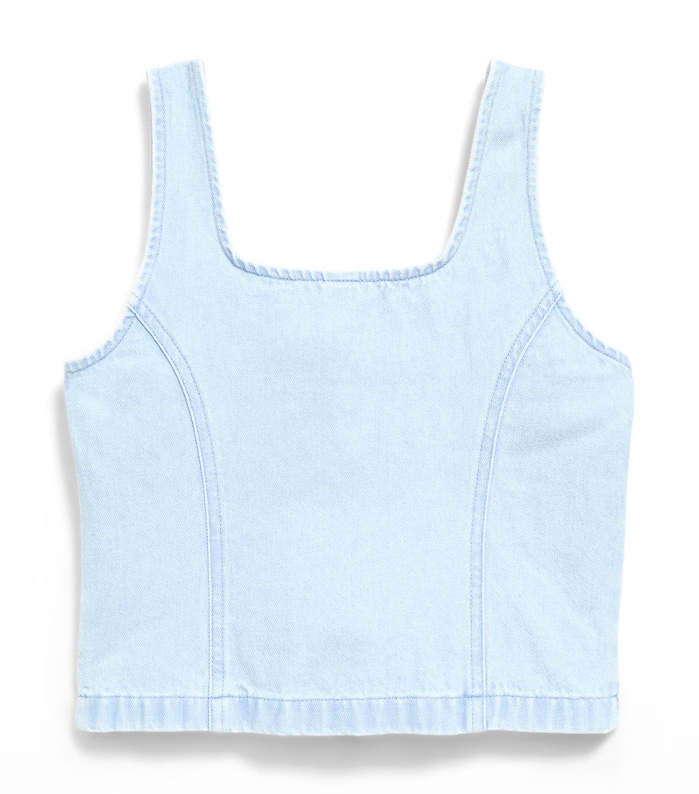 Button-Front Denim Tank Top for Girls Light Wash