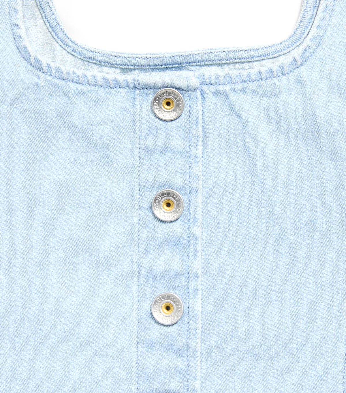 Button-Front Denim Tank Top for Girls Light Wash