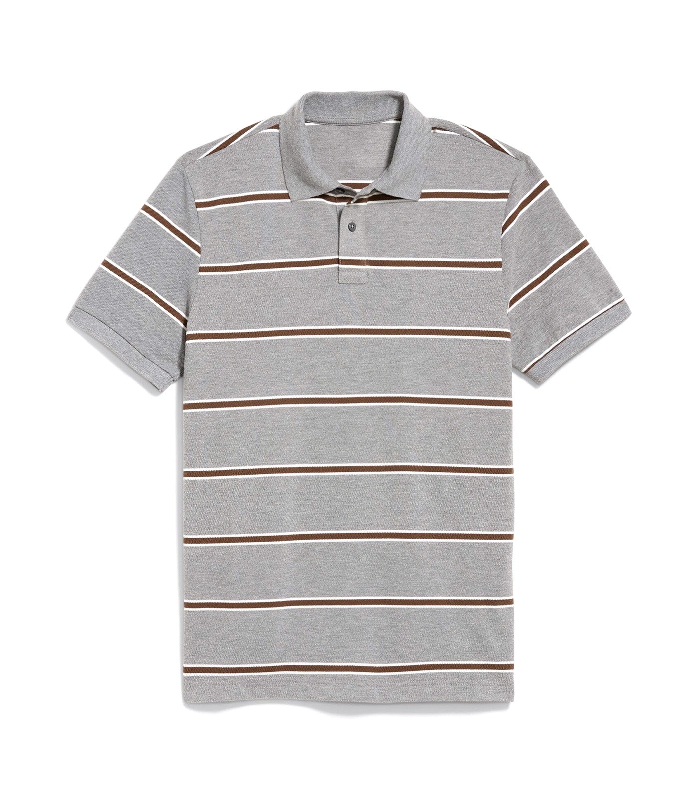 Classic Fit Pique Polo Gray Stripe