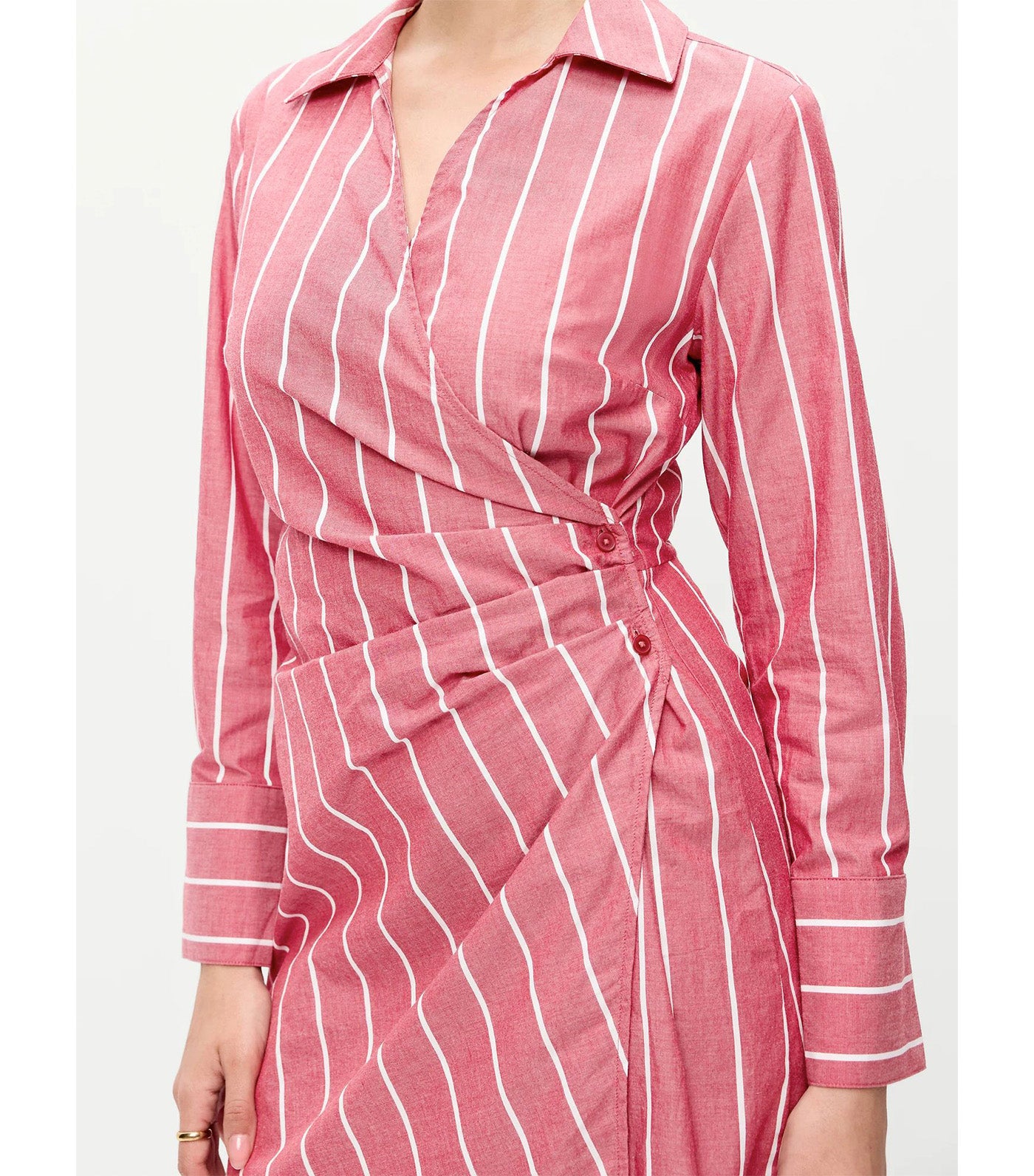 Wrap Mini Shirt Dress Red Stripe
