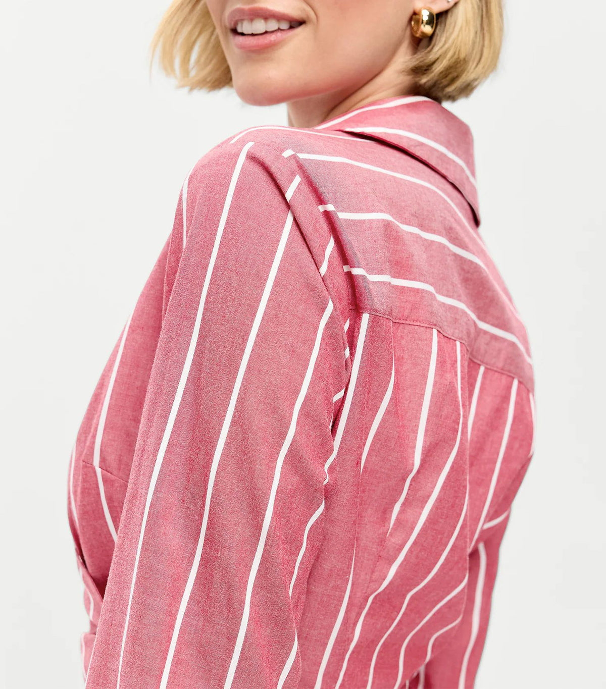 Wrap Mini Shirt Dress Red Stripe