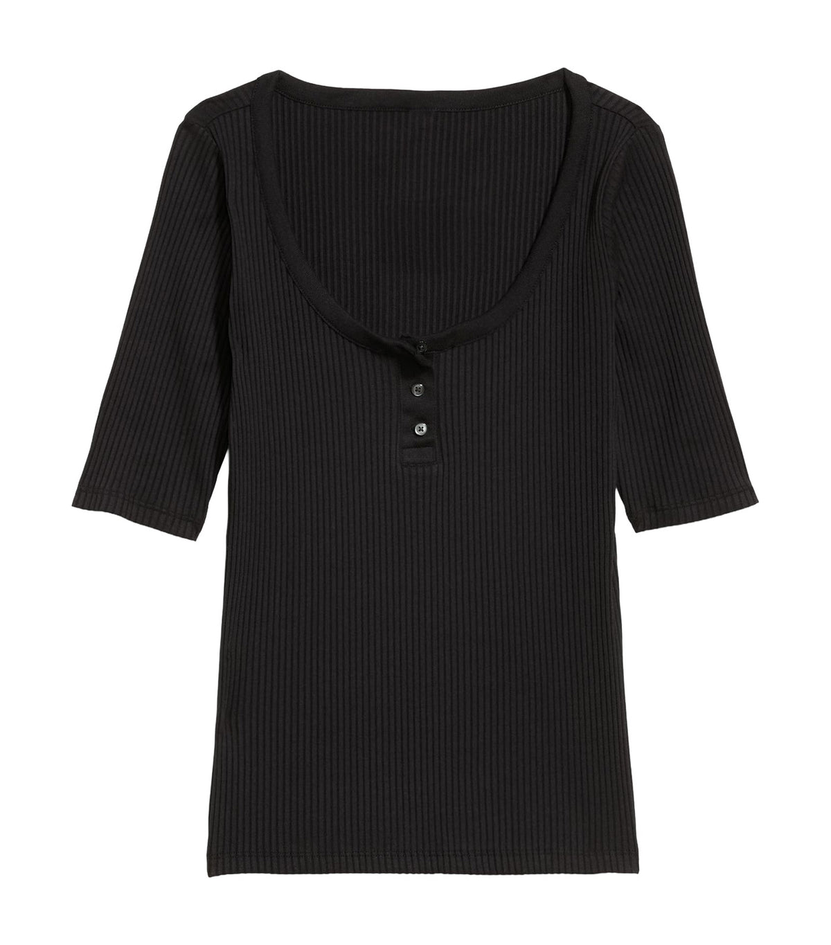 Scoop-Neck Fitted Henley Top Black Jack 2