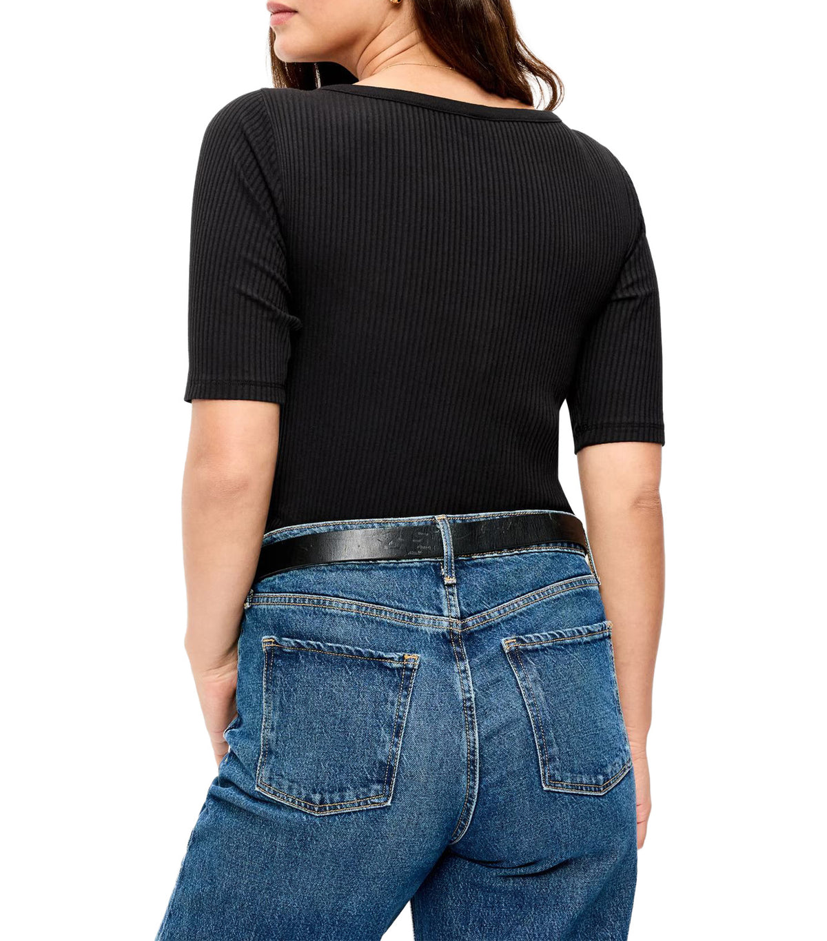 Scoop-Neck Fitted Henley Top Black Jack 2