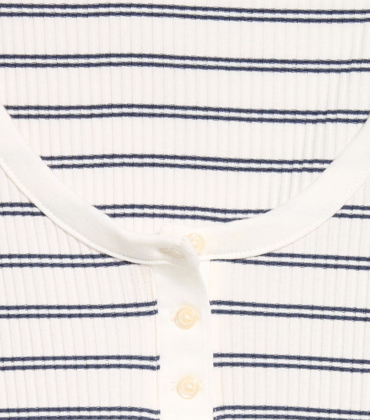 Fitted Scoop-Neck Henley T-Shirt Navy Stripe