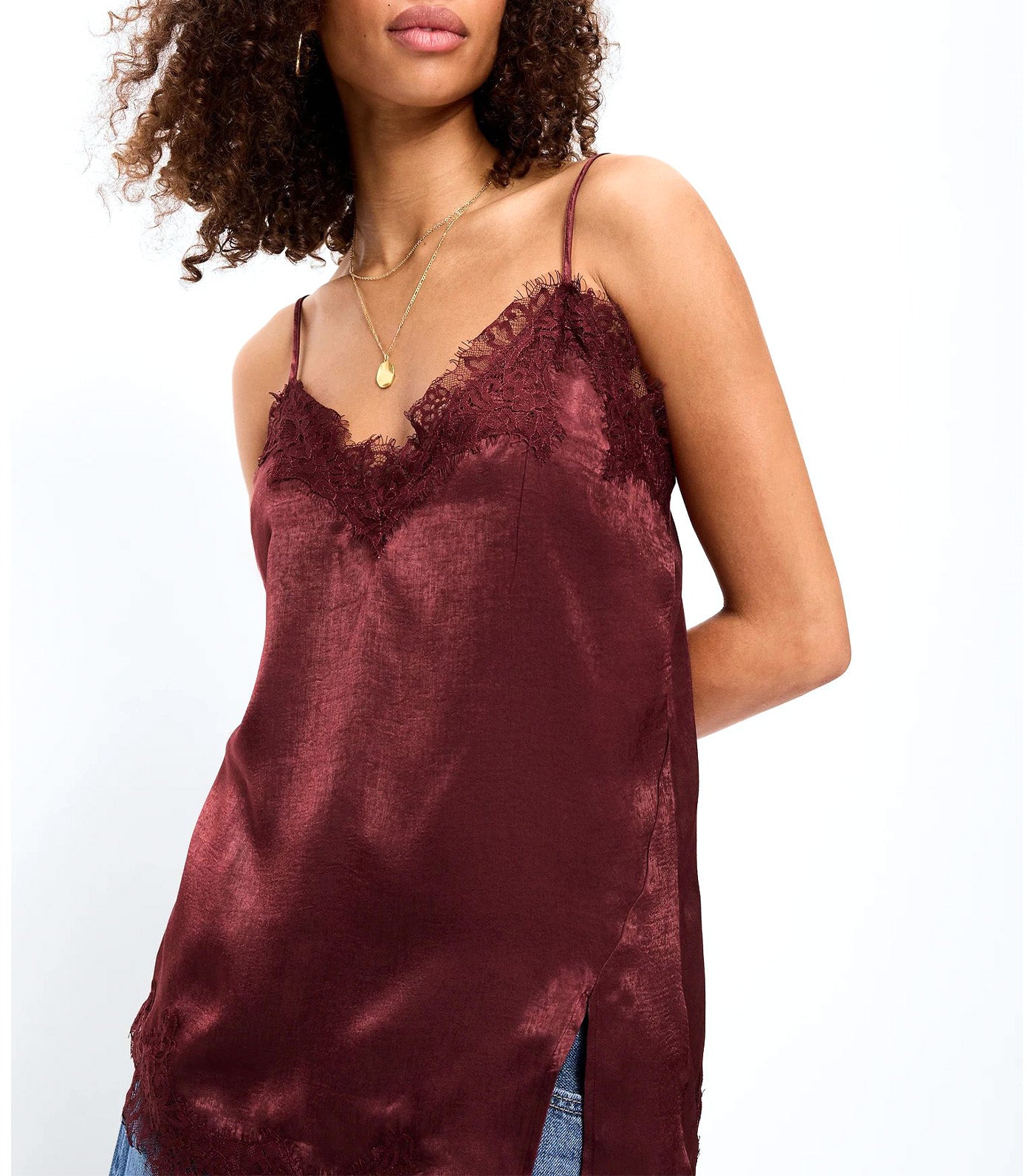 Asymmetrical Lace-Trim Cami Top