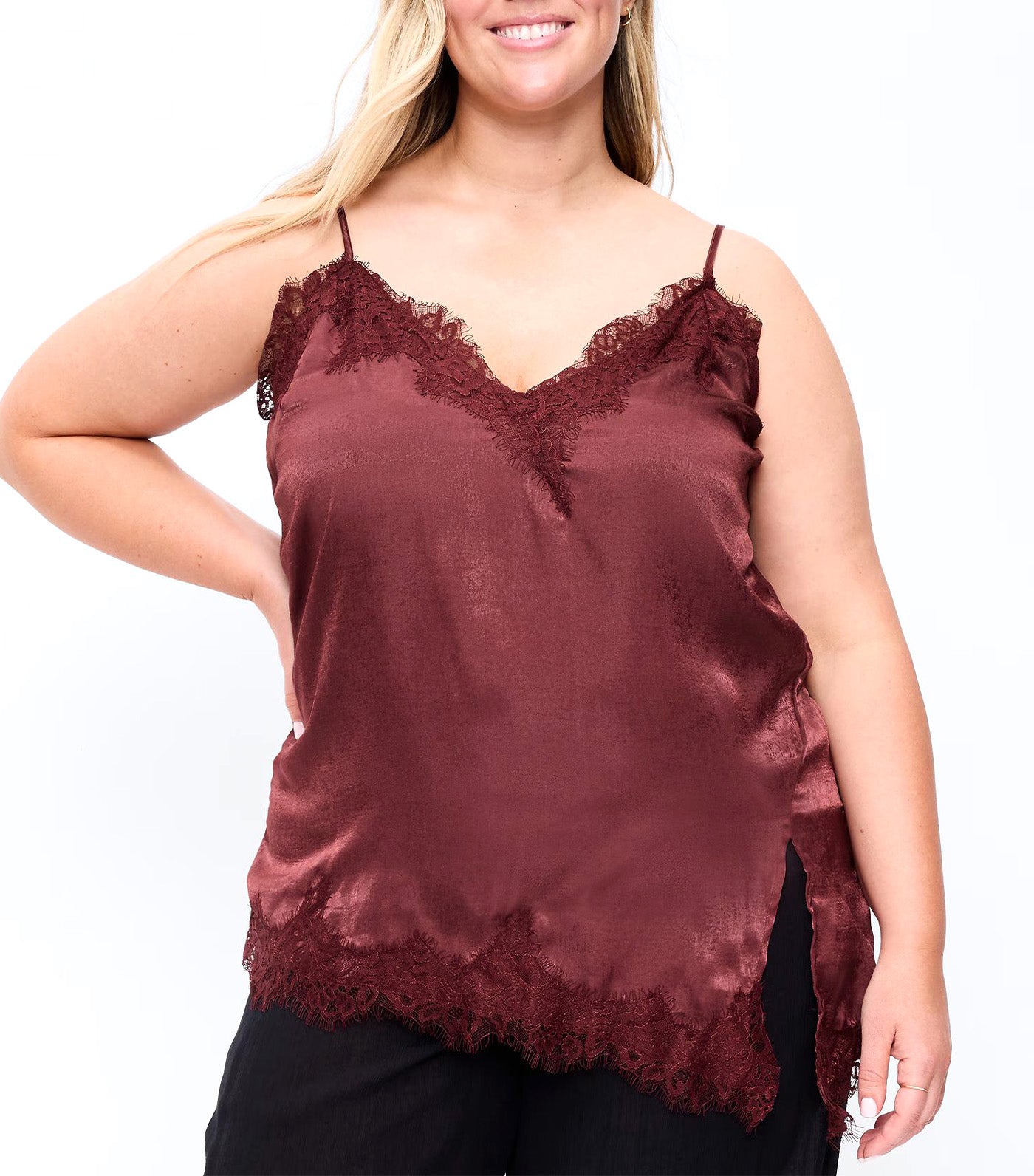 Asymmetrical Lace-Trim Cami Top
