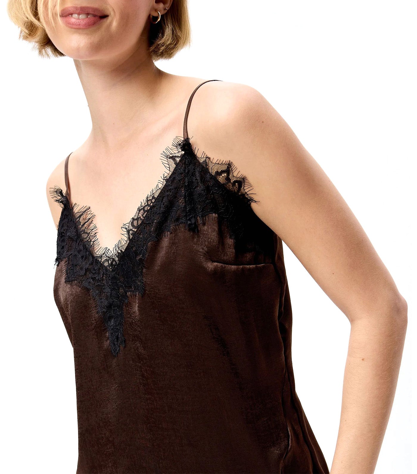 Asymmetrical Lace-Trim Cami Top