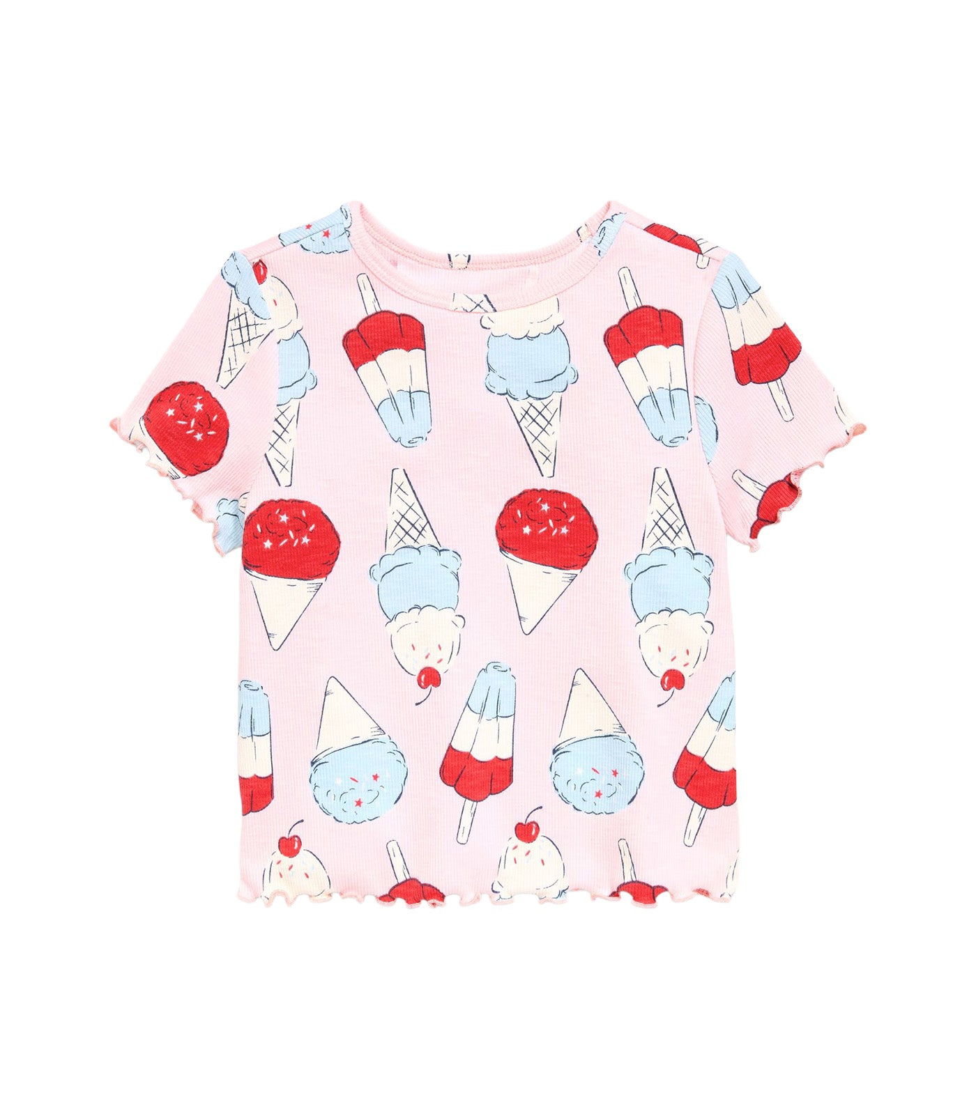 Printed Short-Sleeve Ribbed T-Shirt for Toddler Girls