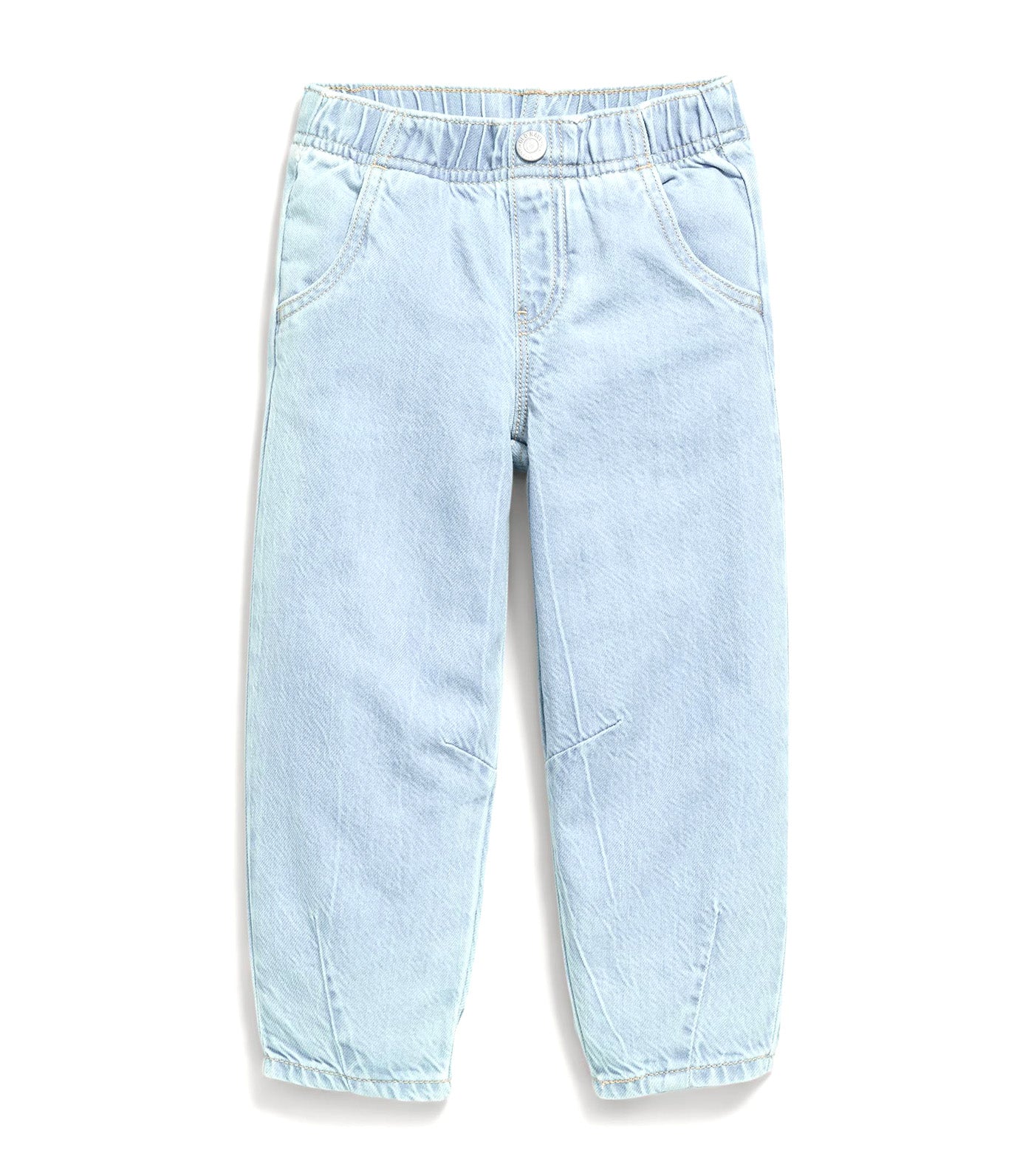Pull-On Barrel-Leg Jeans for Toddler Girls Light Wash