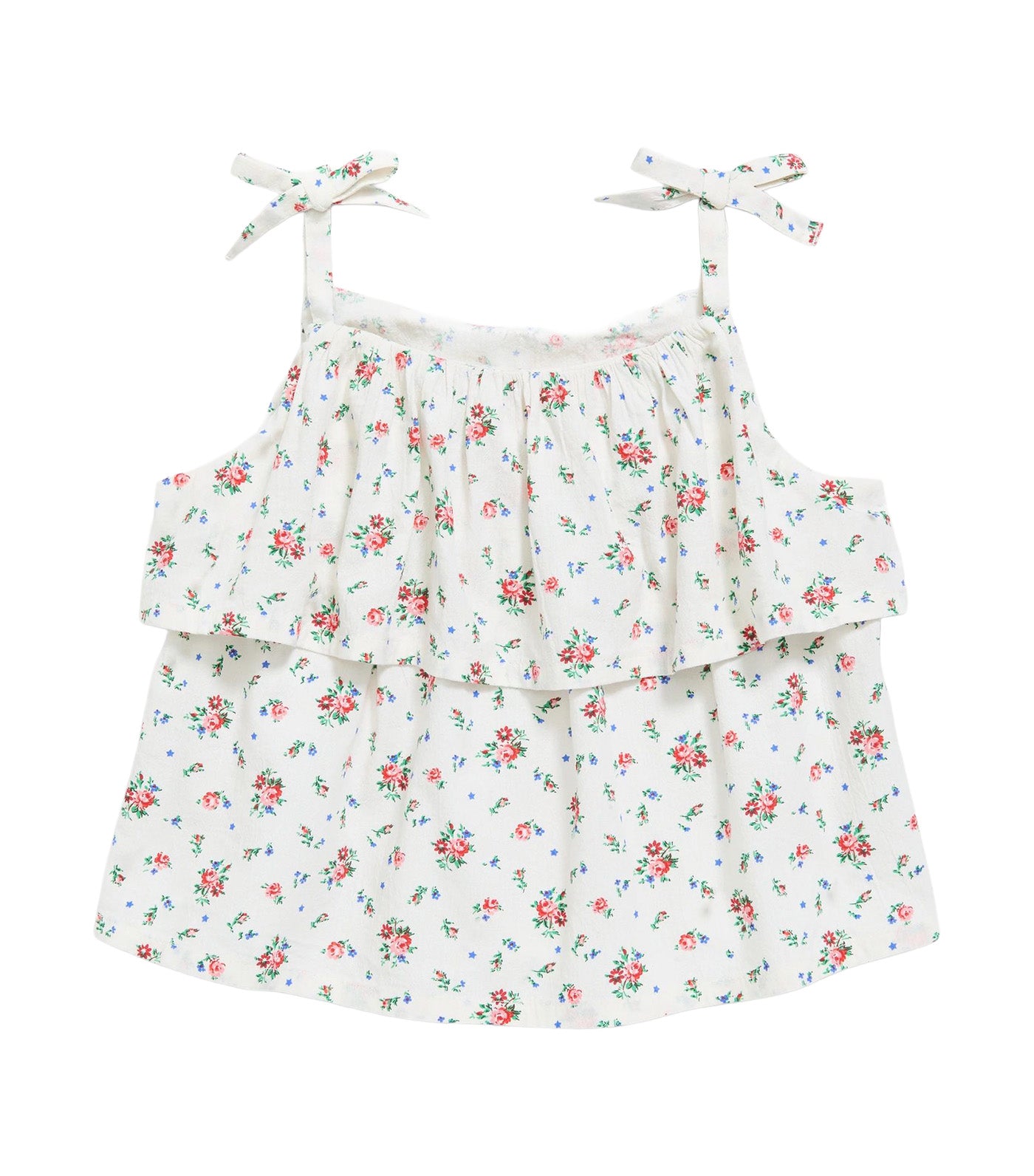 Old Navy Kids Printed Sleeveless Crinkled Tie-Strap Top for Toddler Girls White Ditsy Floral